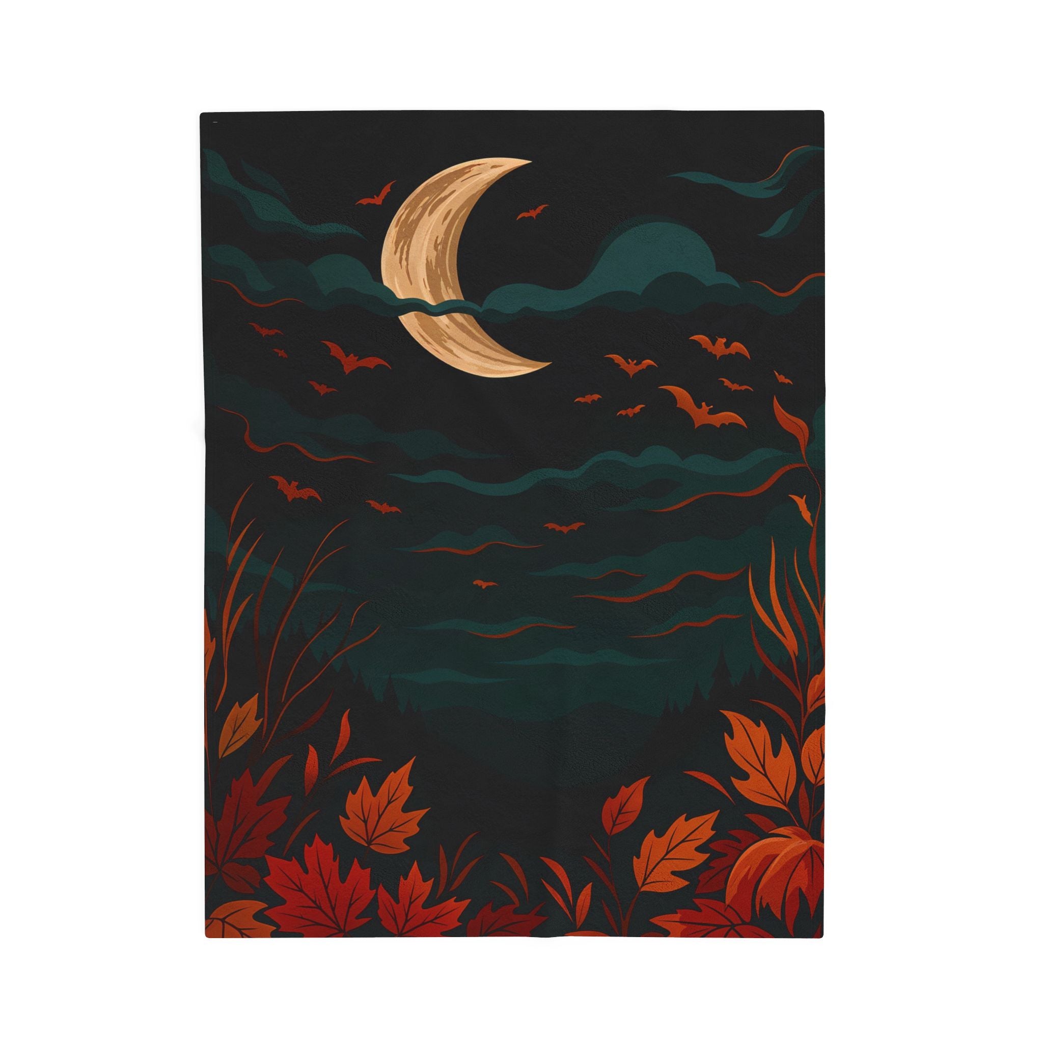 Spooky Autumn Nights Velveteen Plush Blanket | Cozy Halloween Decor, Seasonal Gift, Throw Blanket, Soft Home Textile, Unique Fall Decor