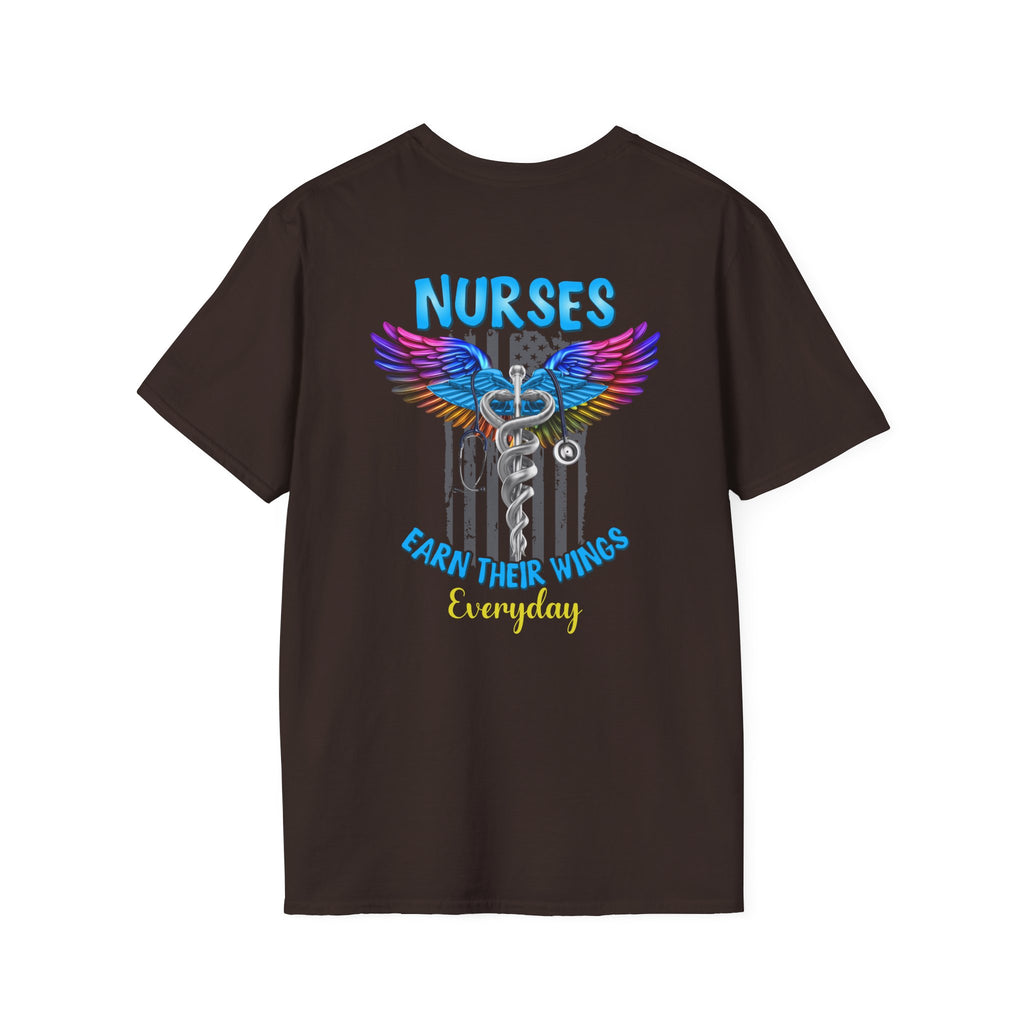 Nurses Earn Their Wings T-Shirt - Unisex Softstyle Tee for Healthcare Heroes