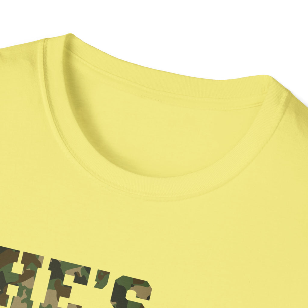 Camo Print Unisex T-Shirt - "She's Hunting" - Casual Style for Outdoor Lovers