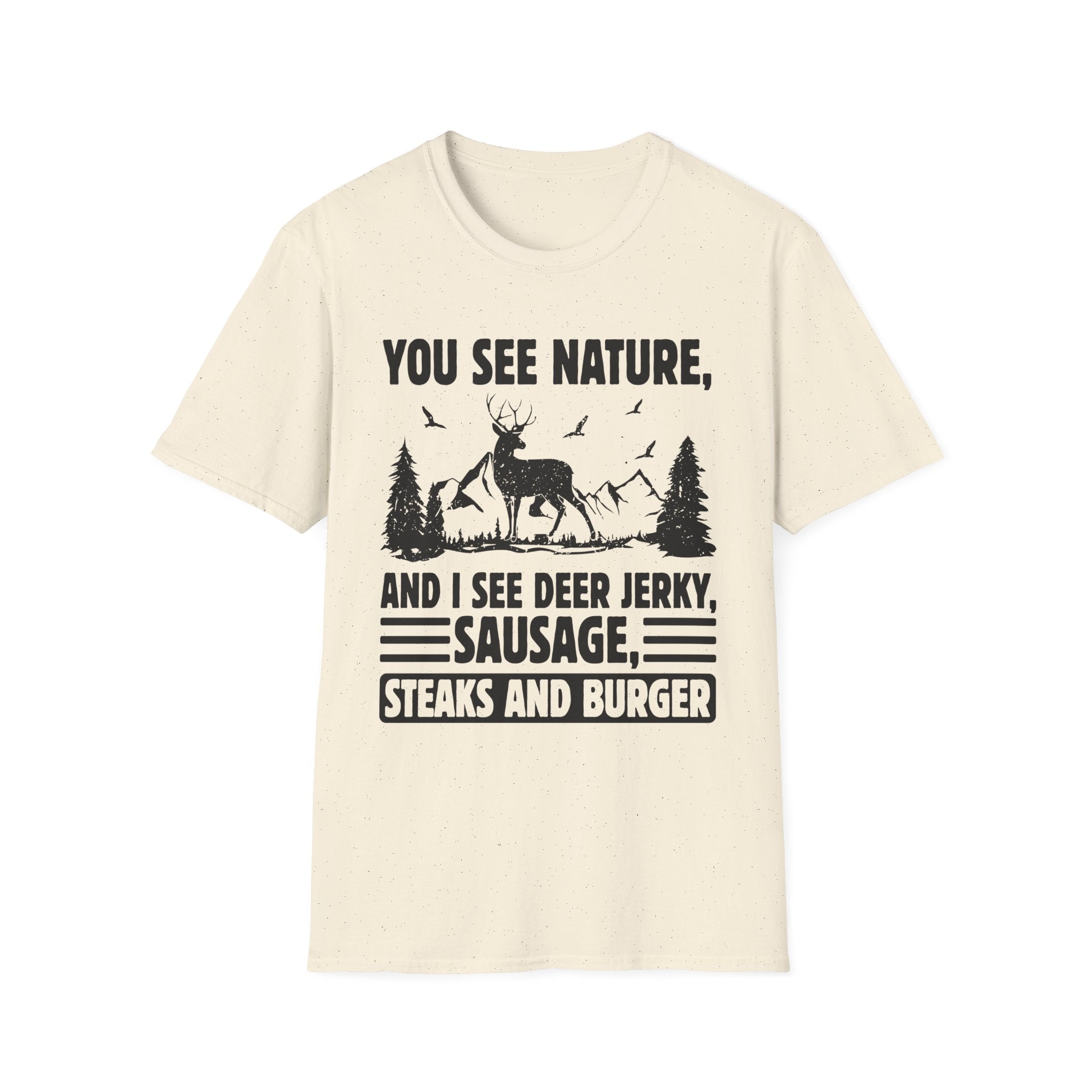 Nature and Jerky Lover's Unisex T-Shirt | Funny Outdoor Humor Tee, Gift for Hunters