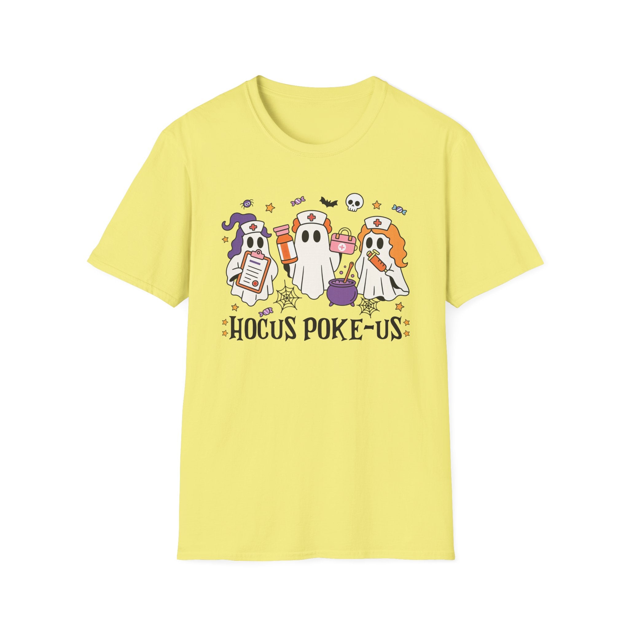 Hocus Poke-us Ghost T-Shirt, Unisex Softstyle Tee, Spooky Shirt for Fall Celebrations