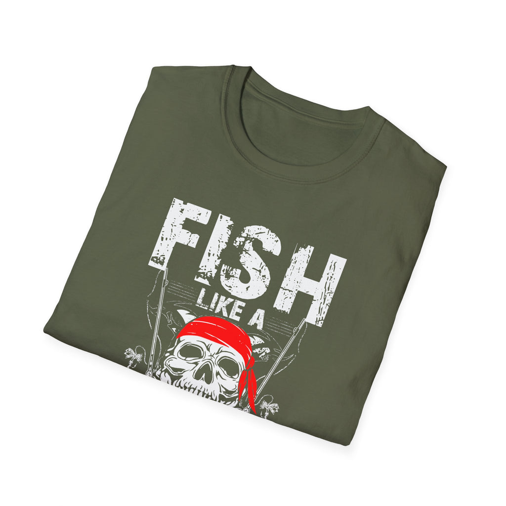 Fish Like a Pirate Unisex Softstyle T-Shirt - Perfect for Fishing Enthusiasts!