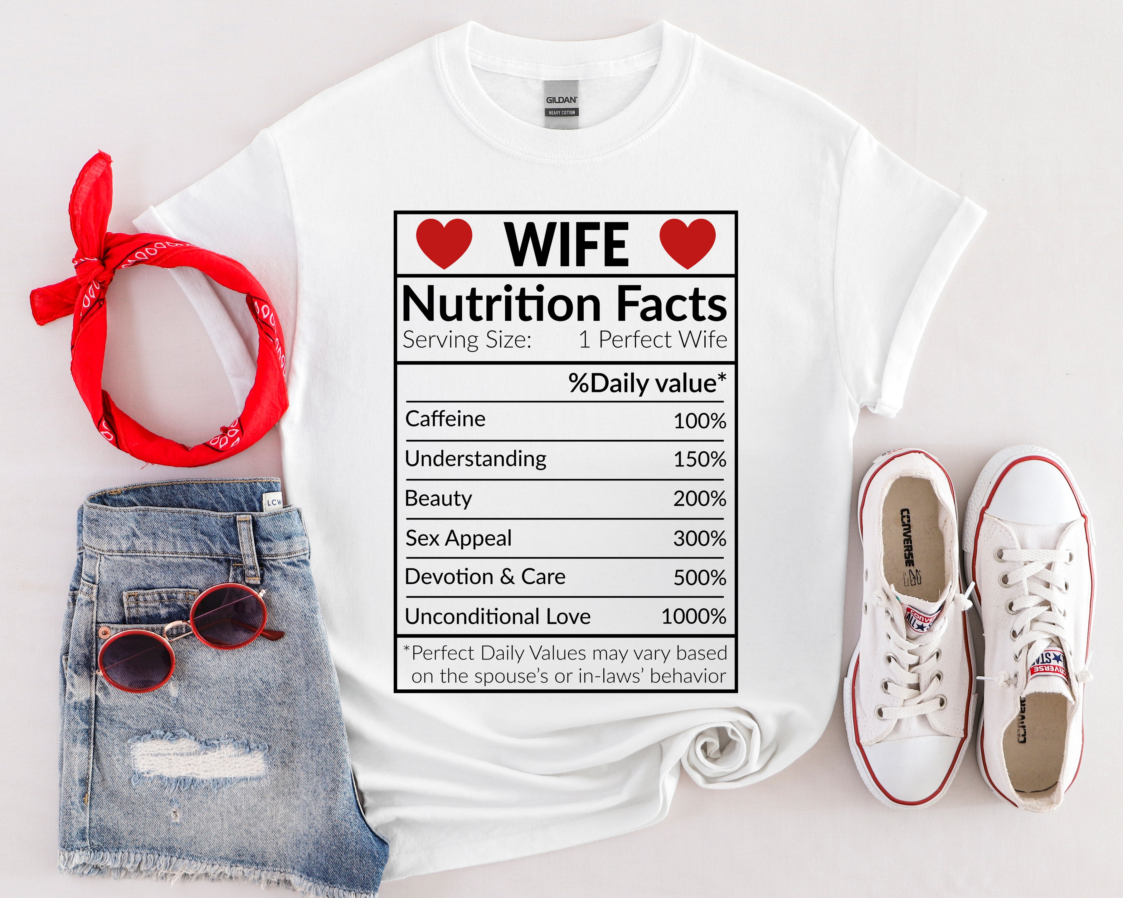 Humorous Wife Nutrition Facts T-Shirt | Perfect Gift for Spouses
