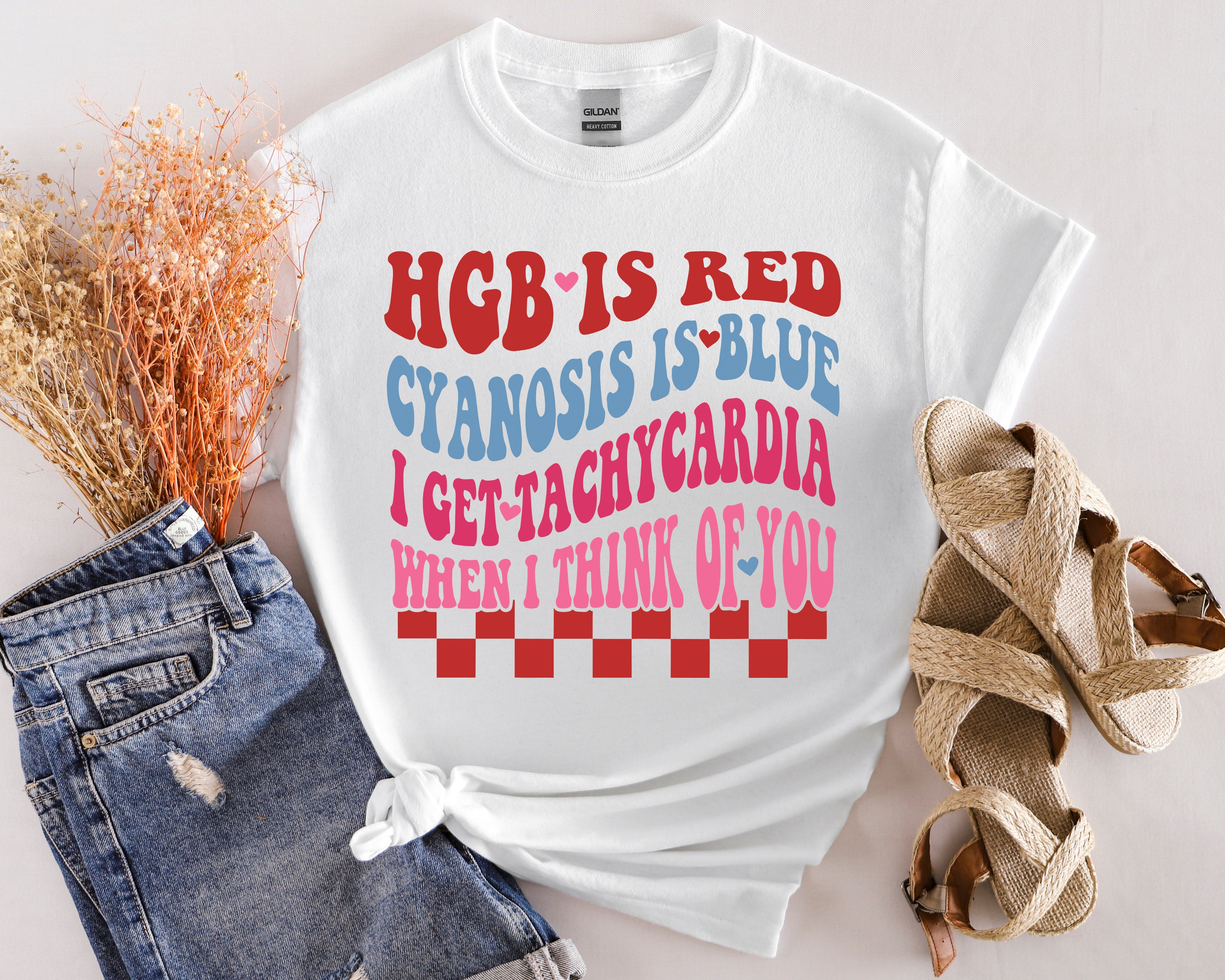 Funny Medical Humor Unisex T-Shirt - "Hgb is Red, Cyanosis is Blue"