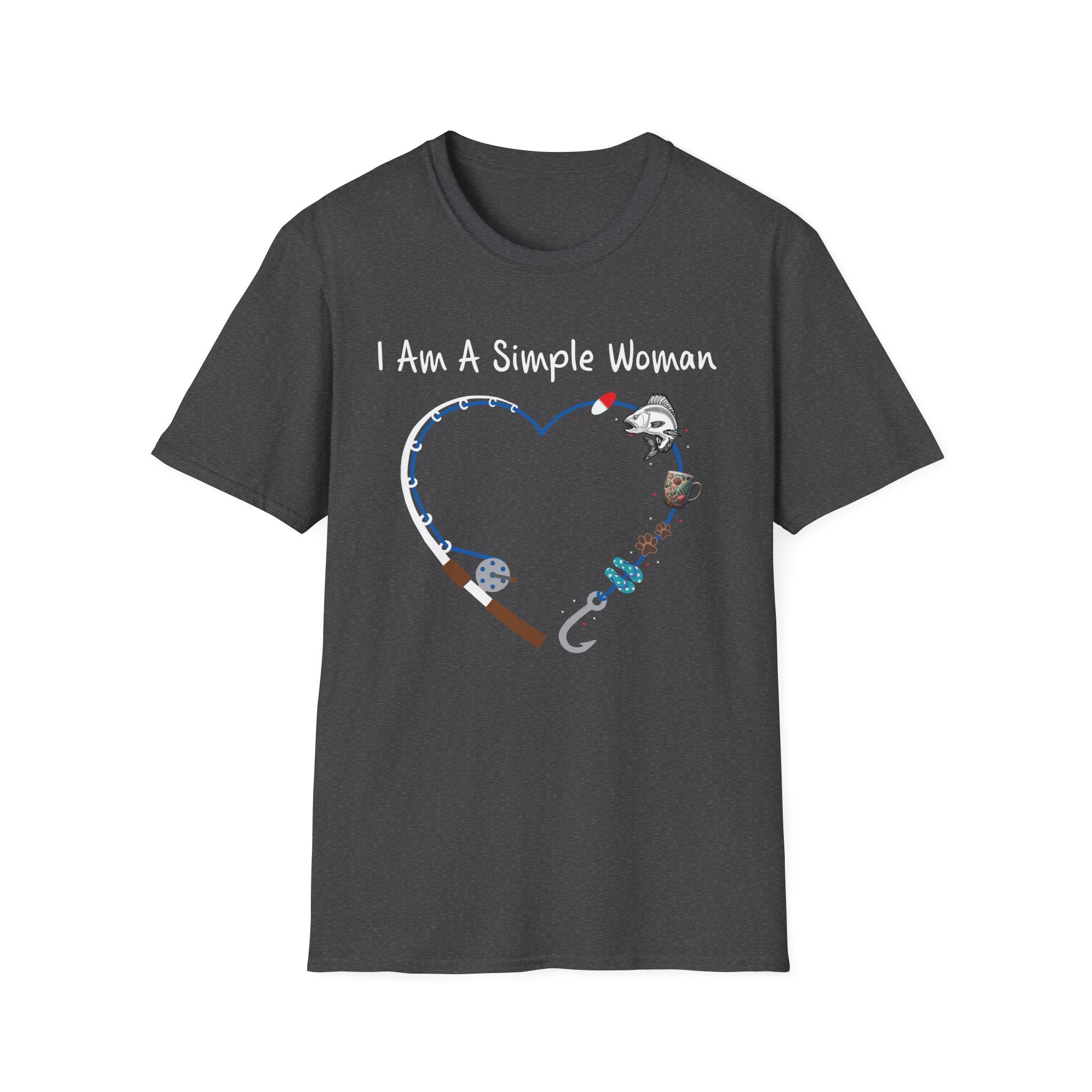 I Am A Simple Woman Fishing T-Shirt - Unisex Softstyle Tee for Casual Wear