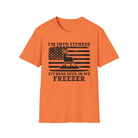 I'm Into Fitness Deer Graphic T-Shirt - Unisex Softstyle Tee for Outdoor Enthusiasts