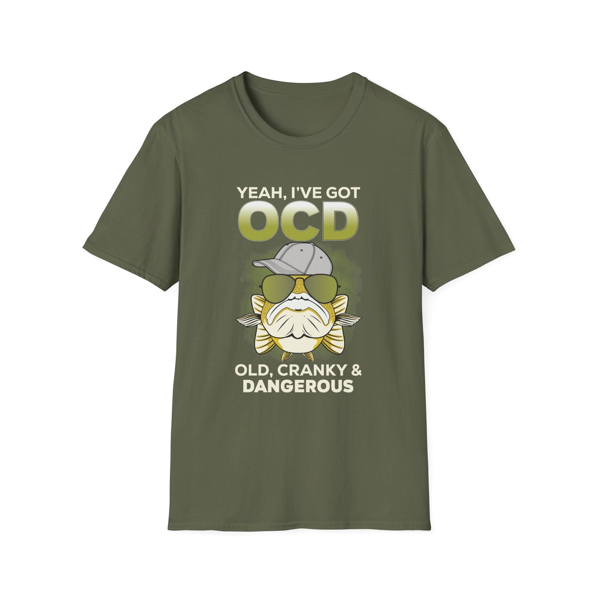 Funny OCD T-Shirt - Old, Cranky & Dangerous Graphic Tee for Fishing Enthusiasts