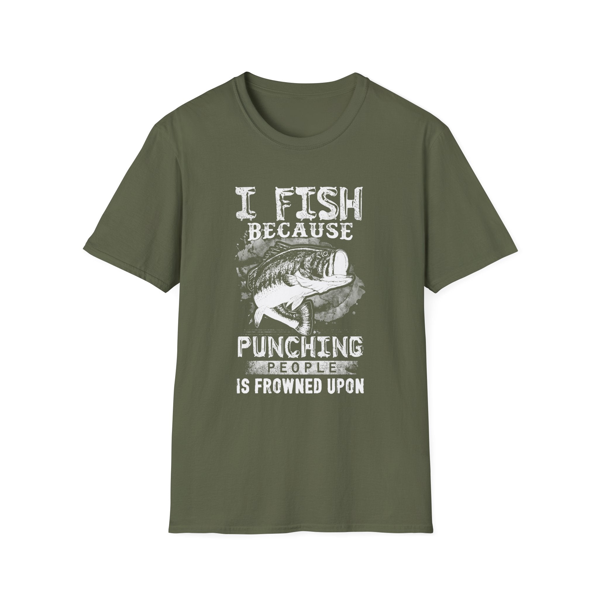 I Fish Because Punching People Is Frowned Upon T-Shirt | Funny Fishing Shirt for Anglers
