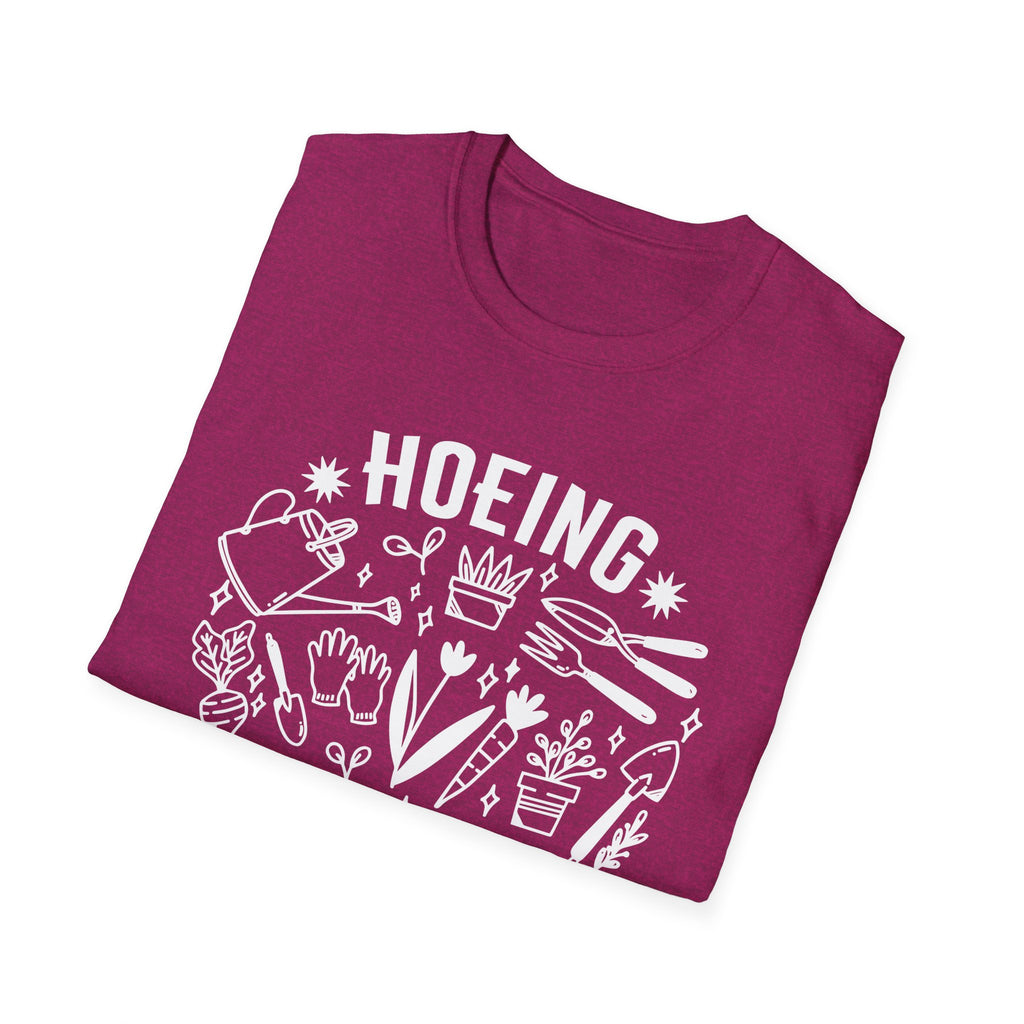 Hoeing Ain't Easy Unisex Softstyle T-Shirt, Gardening Tee, Funny Farm Shirt, Plant Lover Gift, Casual Everyday Wear