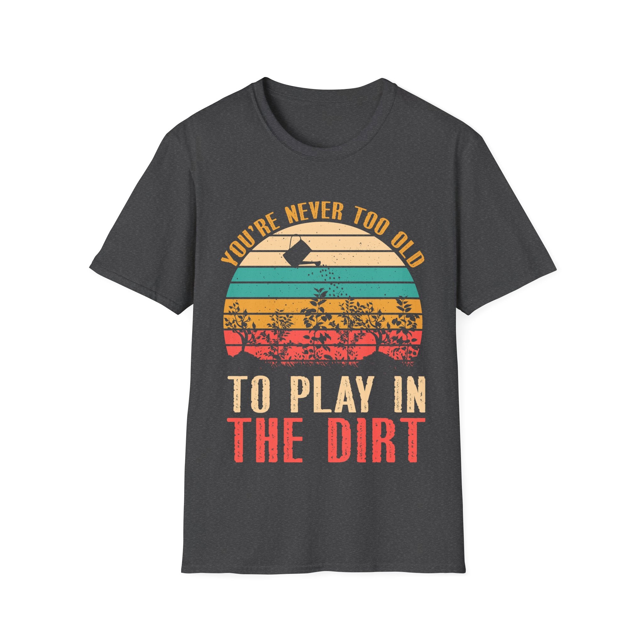 Vintage Play in the Dirt Unisex Softstyle T-Shirt - Fun Outdoor Gardening Tees for All Ages