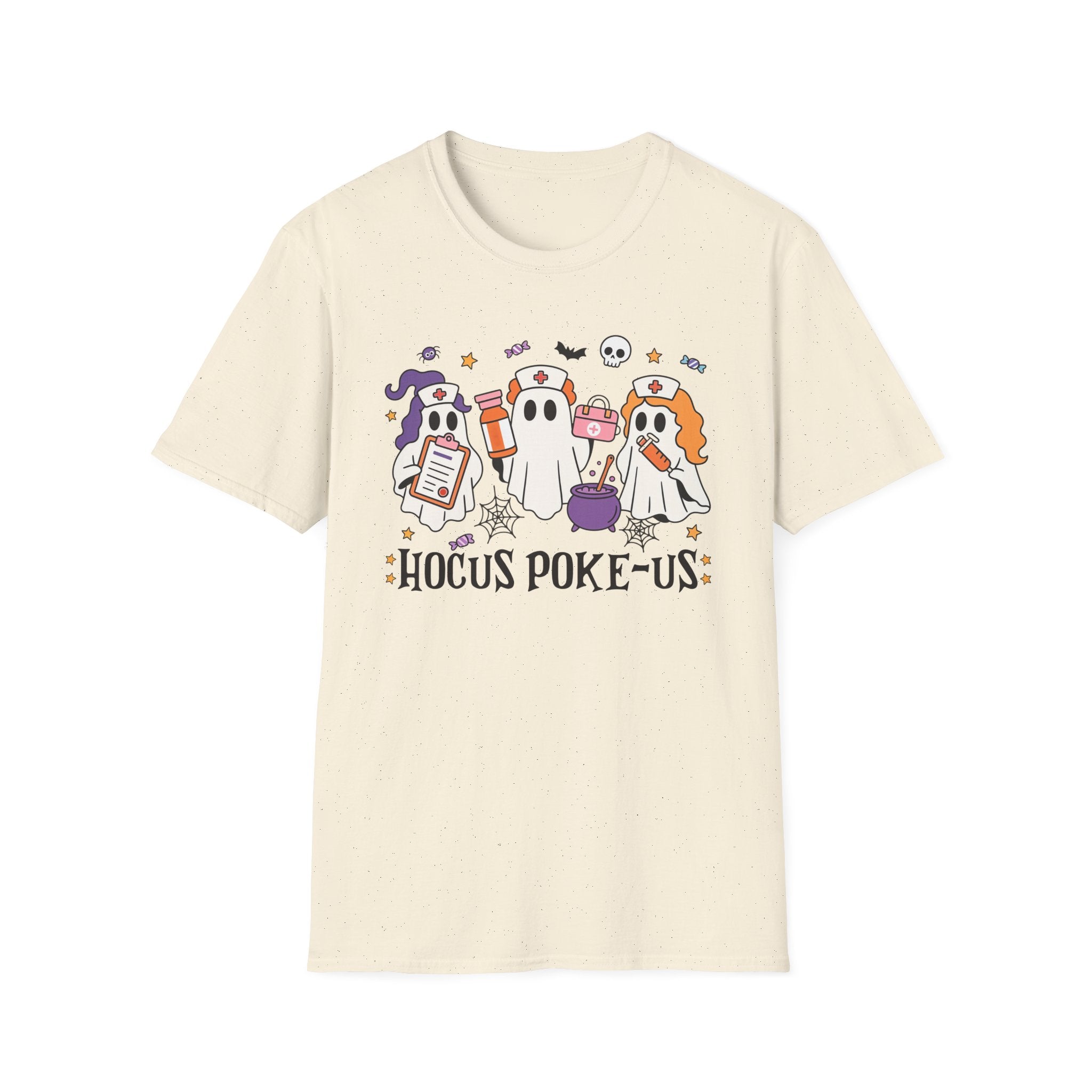 Hocus Poke-us Ghost T-Shirt, Unisex Softstyle Tee, Spooky Shirt for Fall Celebrations