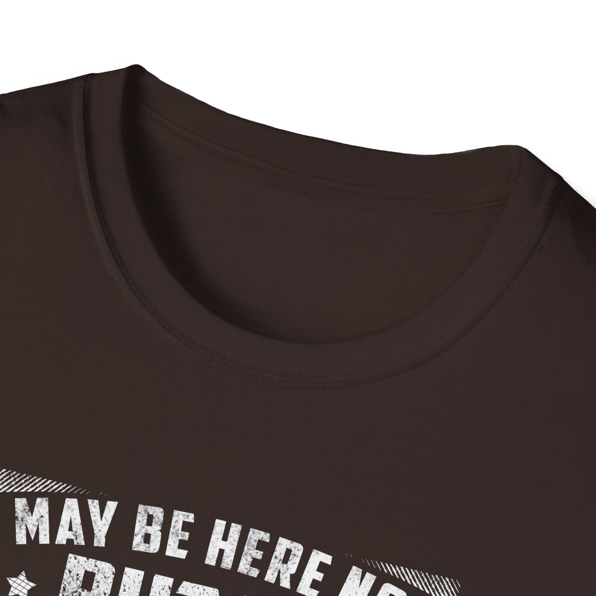 Fishing Enthusiast T-Shirt - "I May Be Here Now But I'd Rather Be Fishing" - Unisex Softstyle Tee
