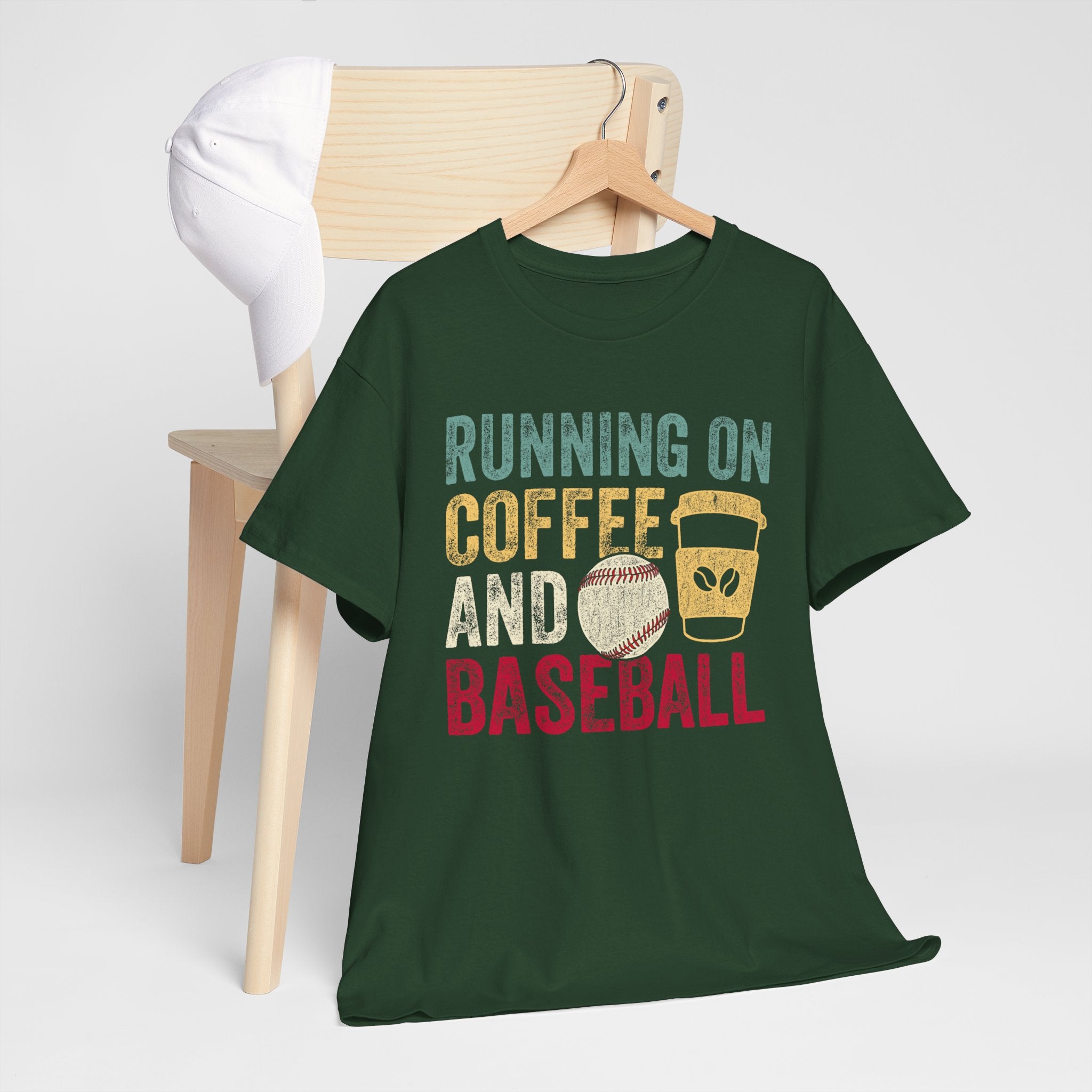 Running on Coffee and Baseball Tee — Vintage Baseball Fan T-Shirt