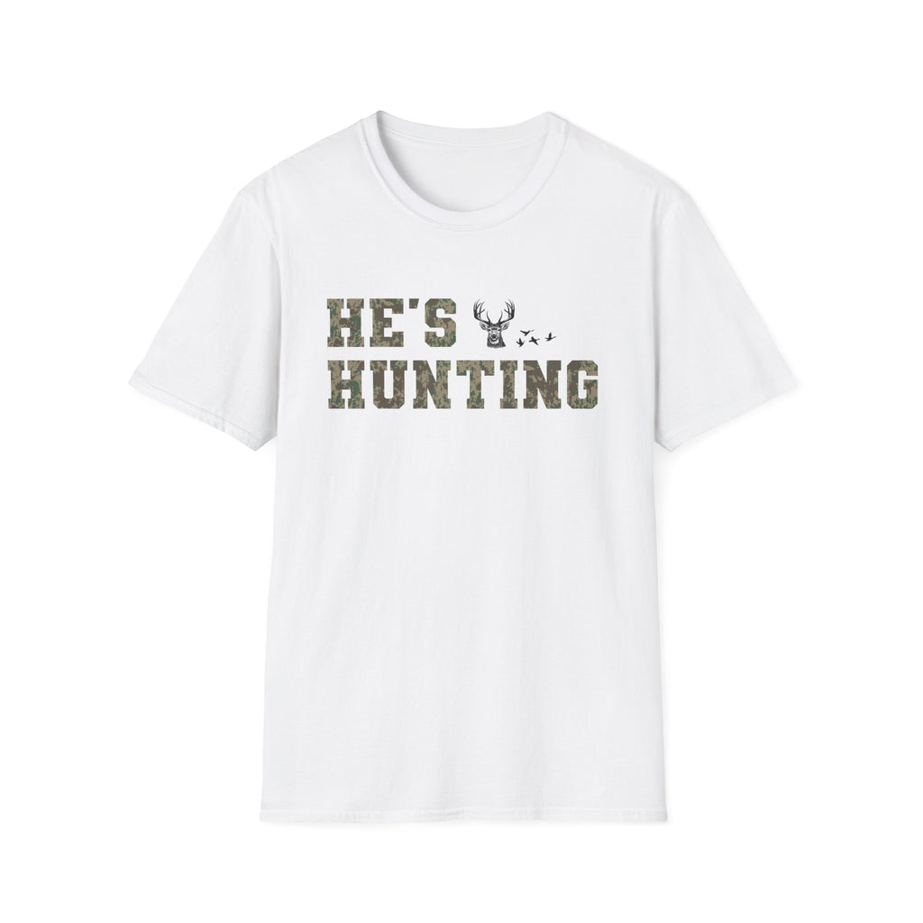 Men's Camo Print Hunting T-Shirt - He's Hunting