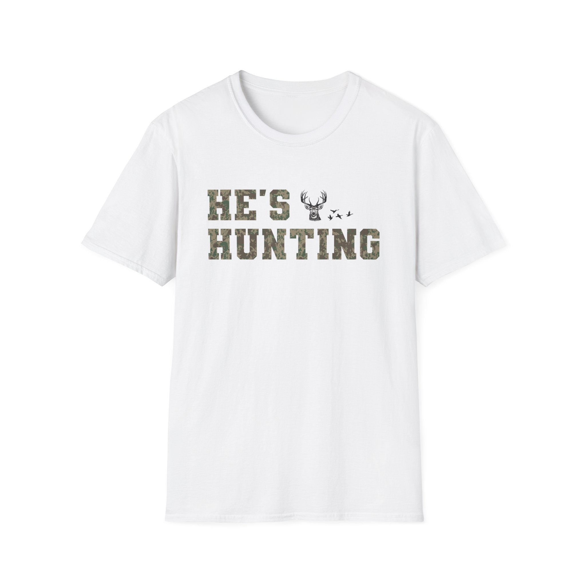 Men's Camo Print Hunting T-Shirt - He's Hunting