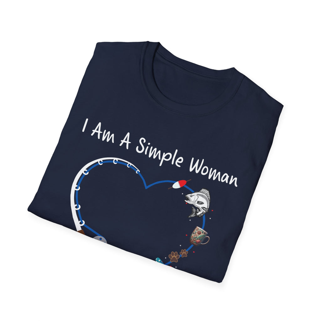 I Am A Simple Woman Fishing T-Shirt - Unisex Softstyle Tee for Casual Wear