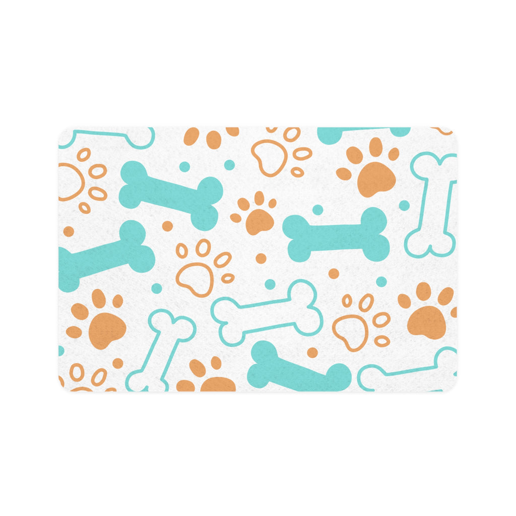Whimsical Pet Food Mat, Cute Dog Feeding Station, Non-Slip Dog Mat, Perfect for Pet Lovers, Puppy Decor, Bone and Paw Print Design