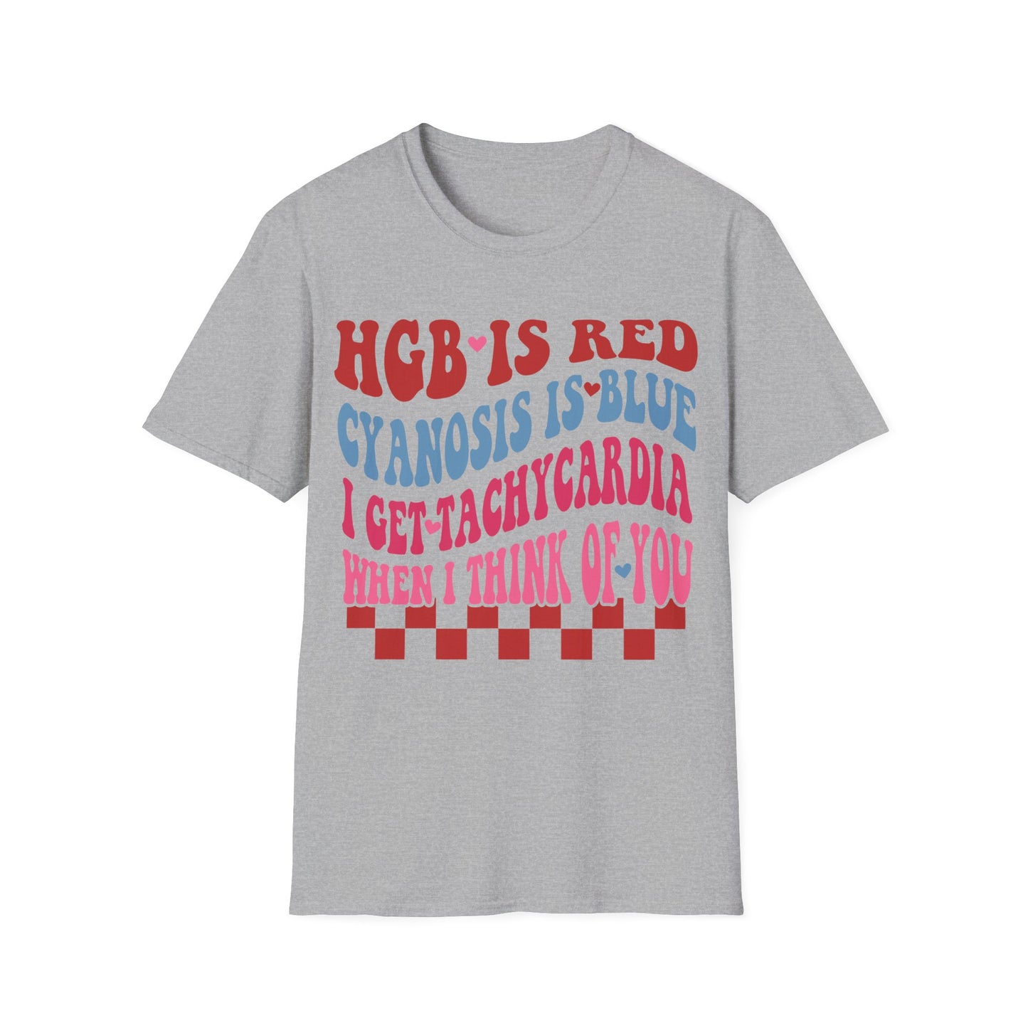 Funny Medical Humor Unisex T-Shirt - "Hgb is Red, Cyanosis is Blue"