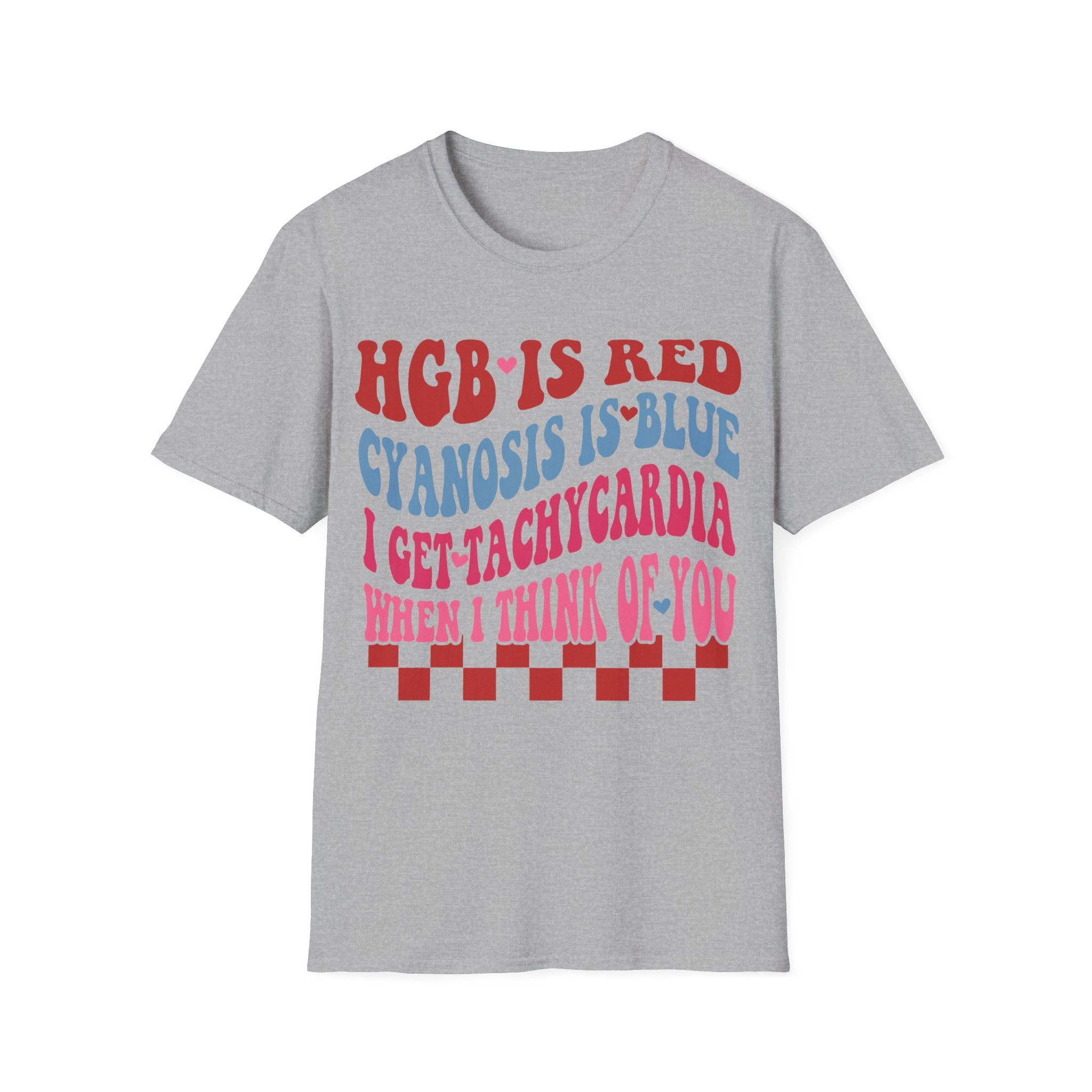 Funny Medical Humor Unisex T-Shirt - "Hgb is Red, Cyanosis is Blue"