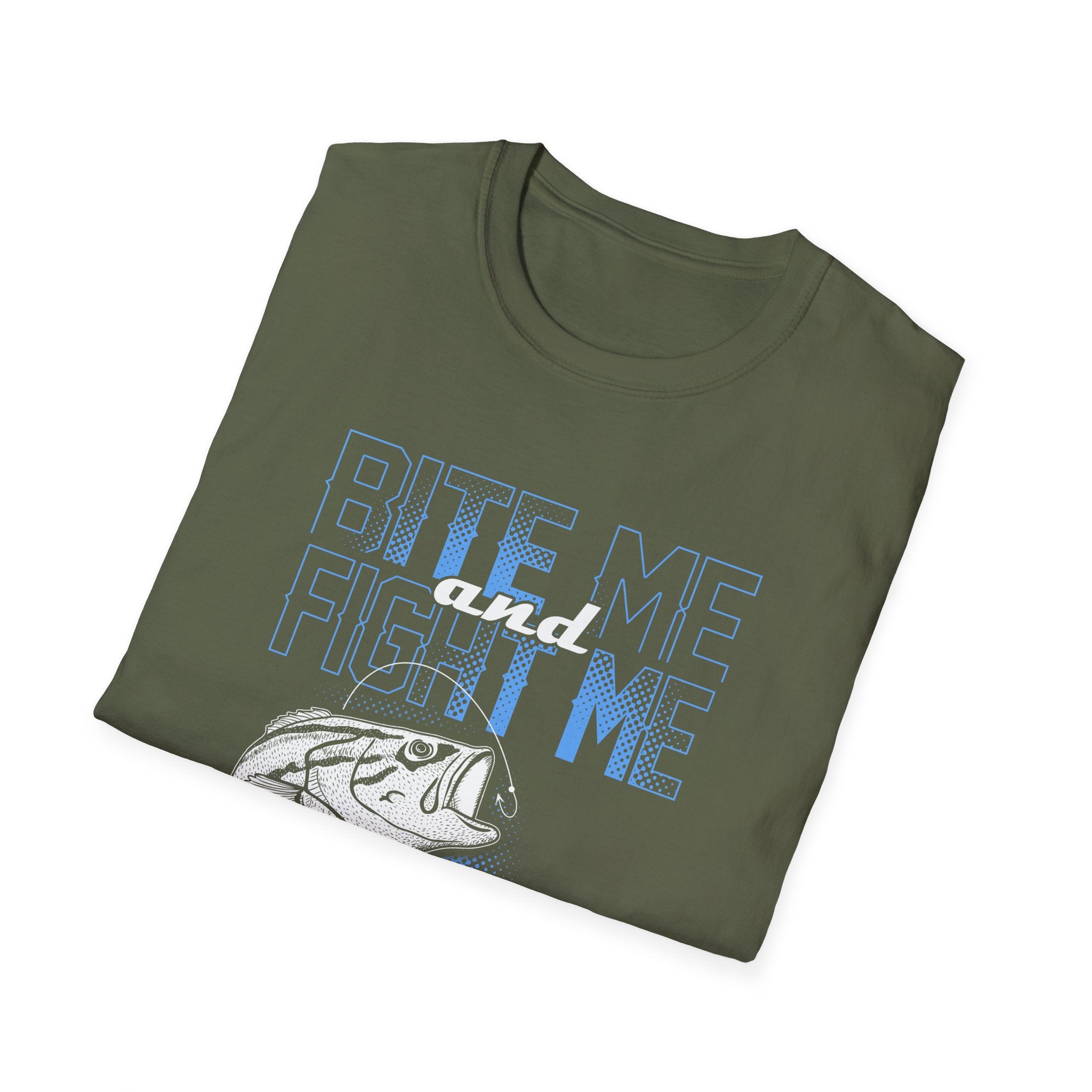 Unisex Softstyle T-Shirt - Bite Me and Fight Me Fishing Shirt