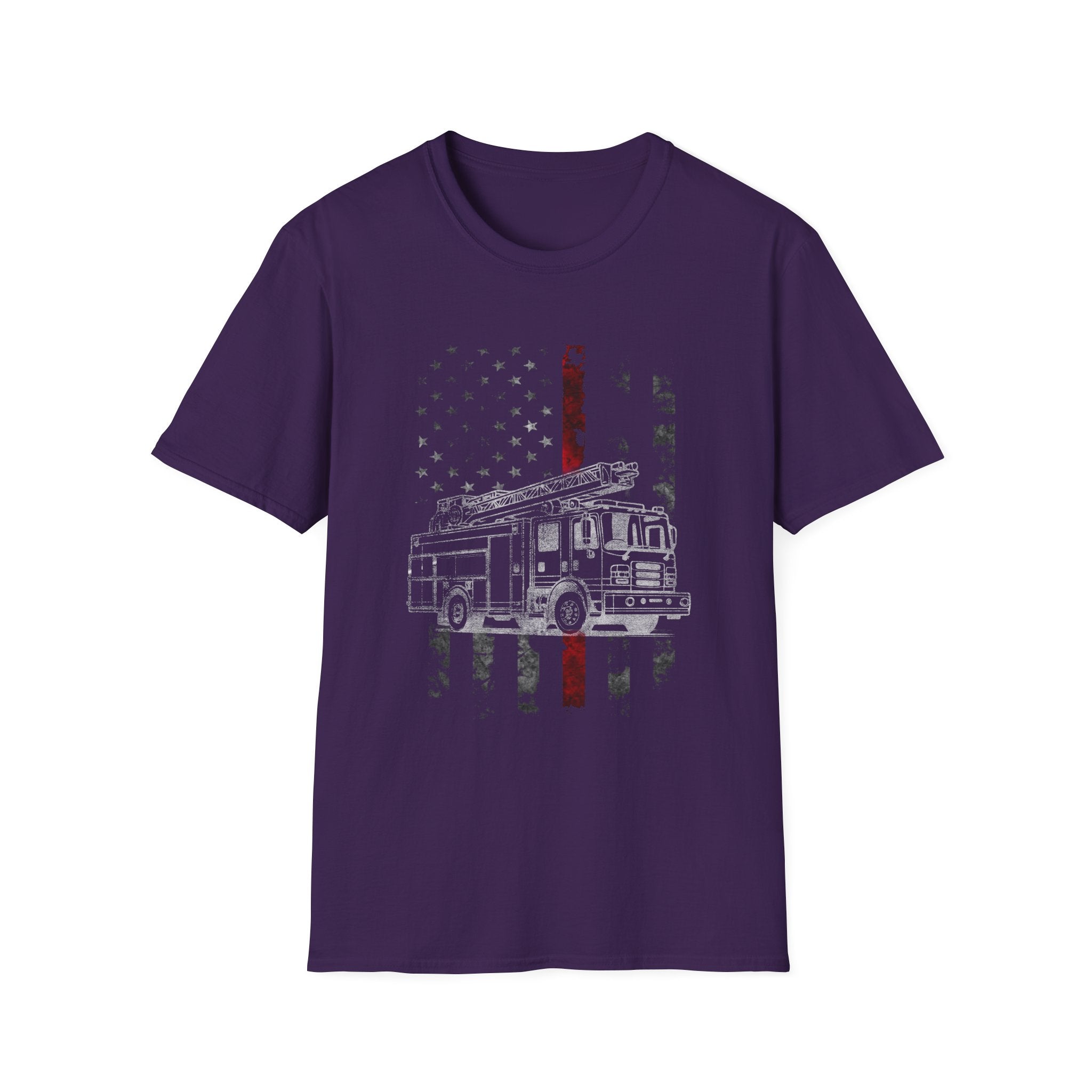 Patriotic Firefighter Graphic T-Shirt | Unisex Softstyle Tee for Heroes