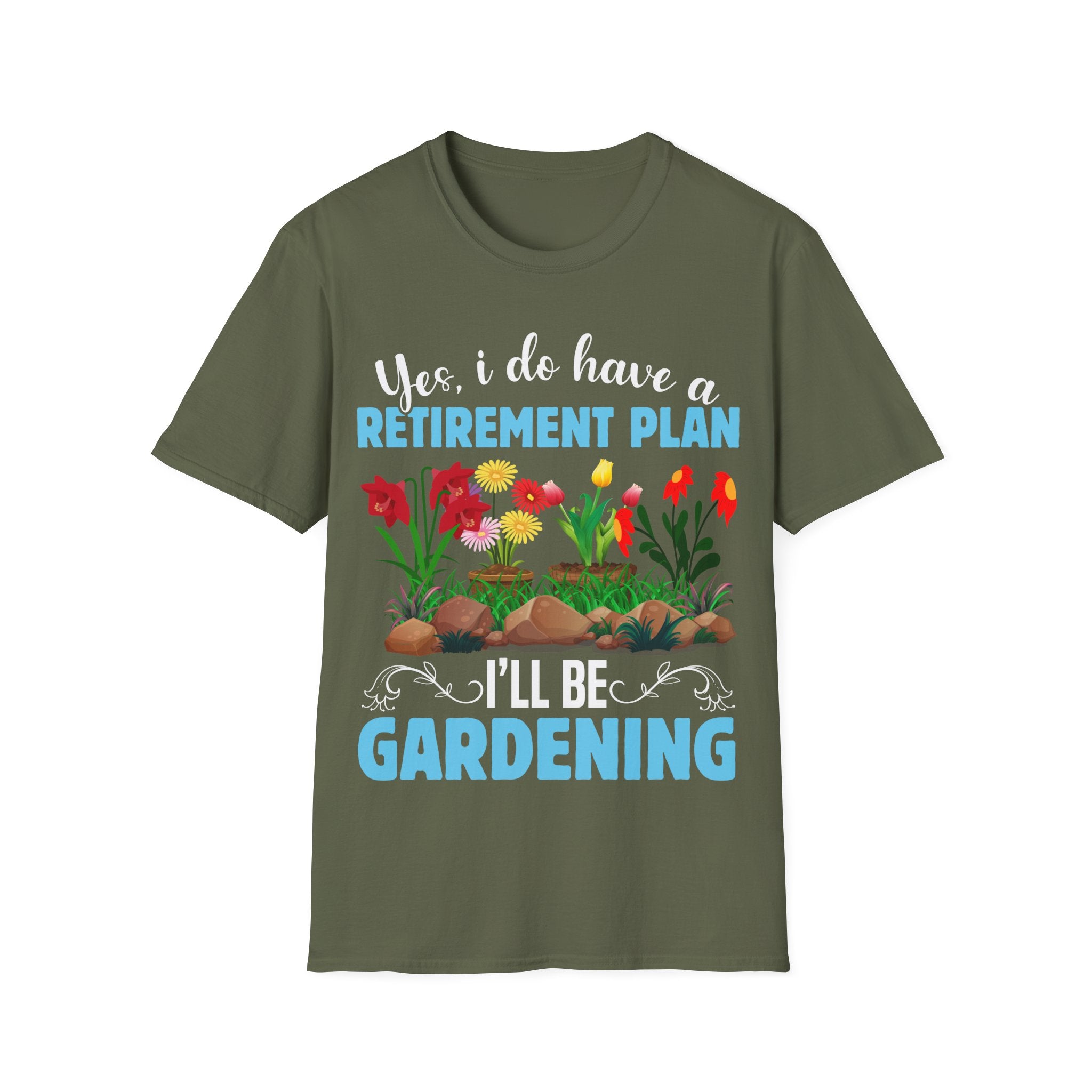 Gardening Retirement Plan T-Shirt - Funny Unisex Softstyle Tee