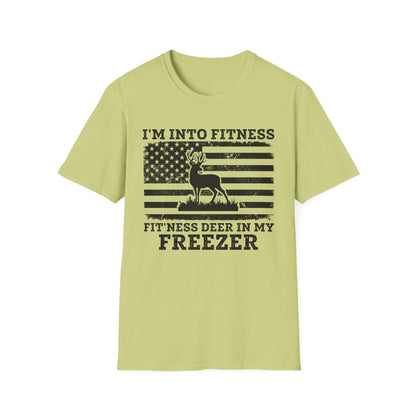 I'm Into Fitness Deer Graphic T-Shirt - Unisex Softstyle Tee for Outdoor Enthusiasts