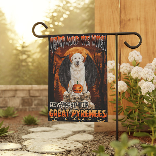 Halloween Garden Banner, Spooky Home Decor, Great Pyrenees Flag, Fall Outdoor Decoration, Autumn Yard Sign