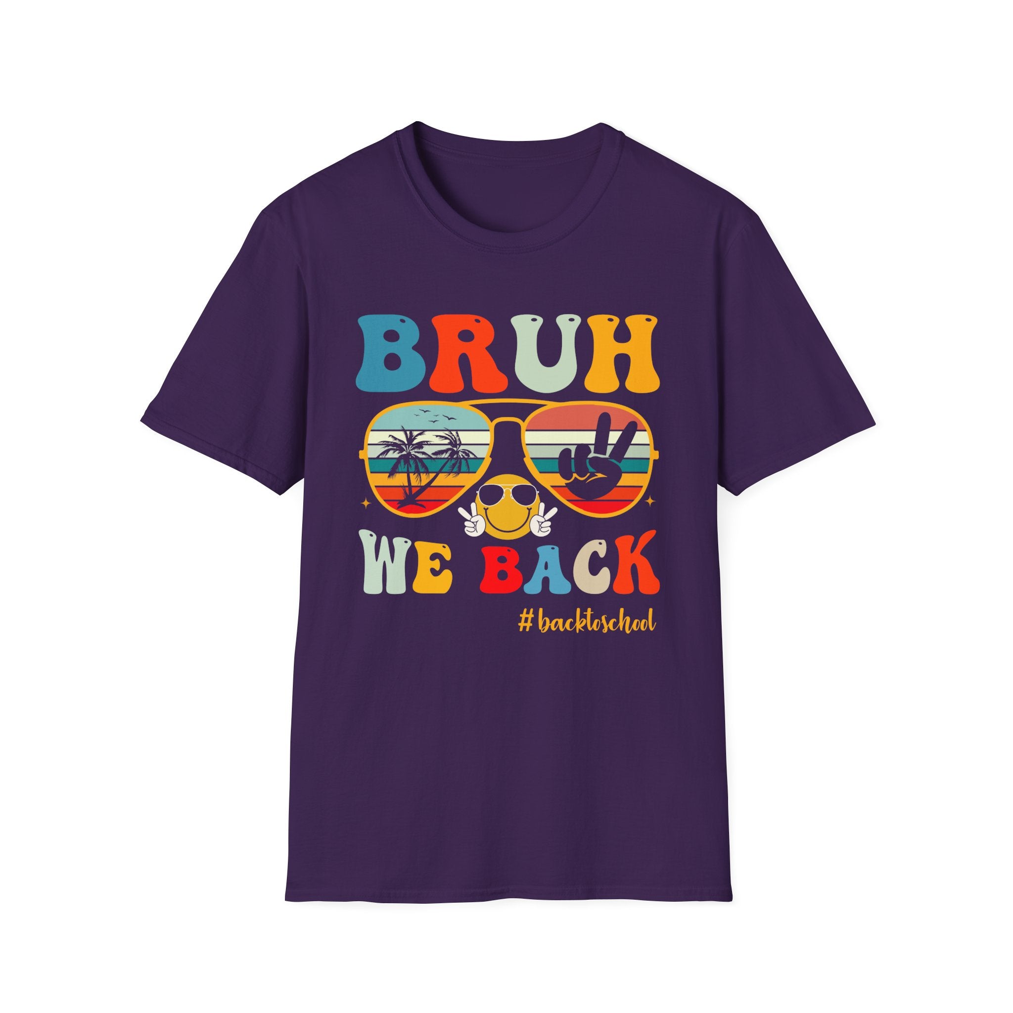 Retro Fun T-Shirt: 'Bruh We Back' Graphic Tee for Summer Vibes, Perfect for Casual Days, Festivals, or Gift Ideas