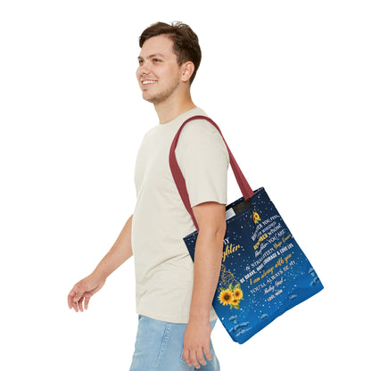 Heartfelt Sunflower Tote Bag for Daughters | Inspirational Gift | Birthday, Graduation, Mother's Day, Everyday Use, Floral Art