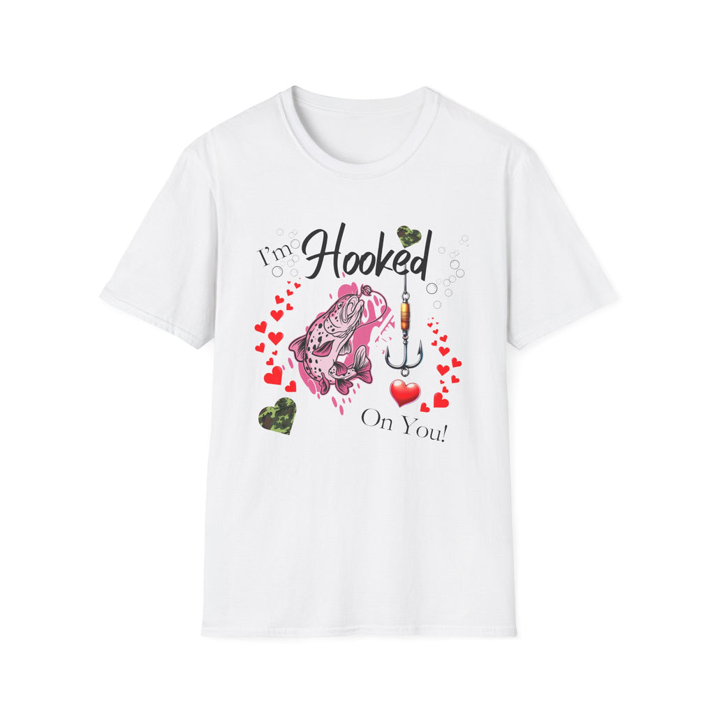 Valentine's Day Fishing T-Shirt - "I'm Hooked On You" Design for Anglers
