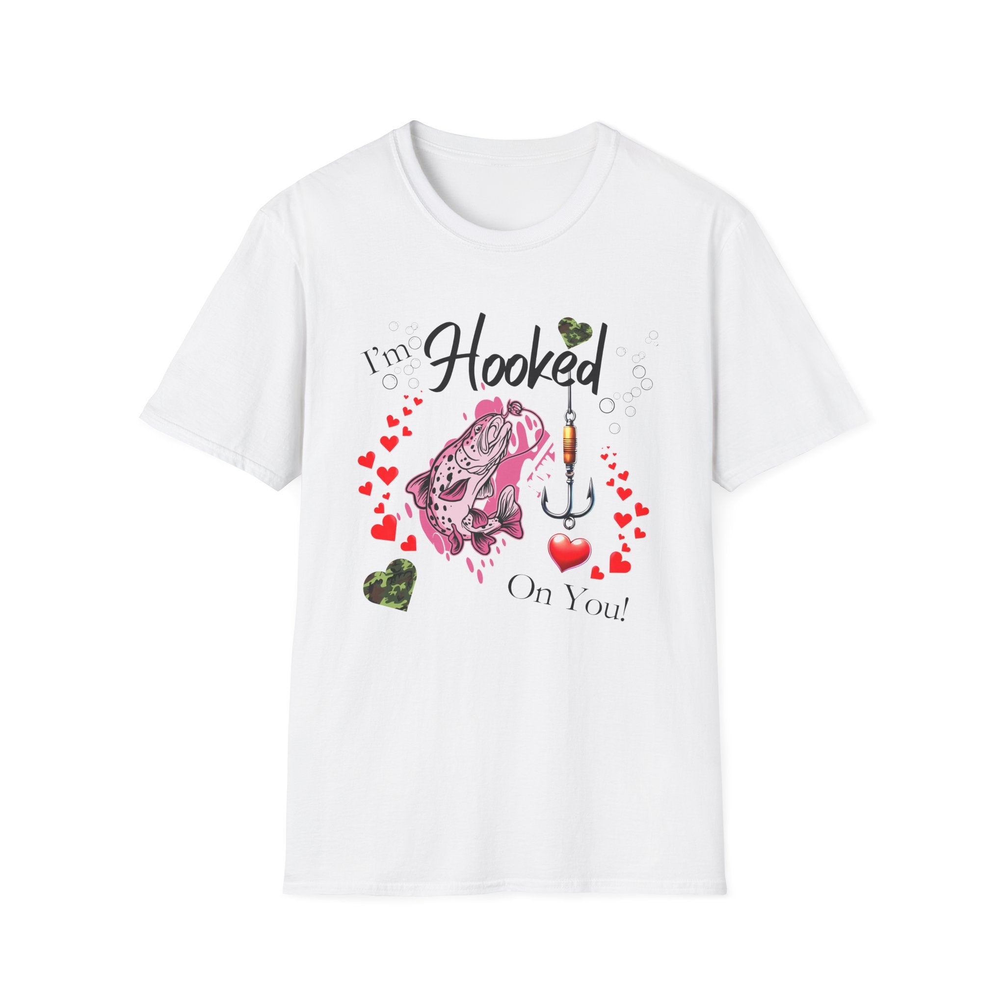 Valentine's Day Fishing T-Shirt - "I'm Hooked On You" Design for Anglers