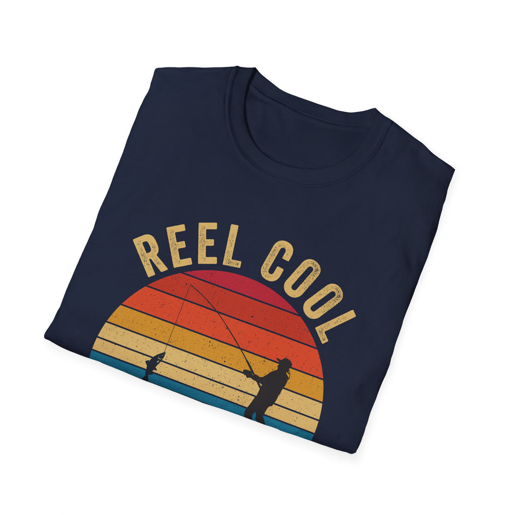 Reel Cool Dad Unisex Softstyle T-Shirt - Perfect Gift for Fishing Enthusiasts