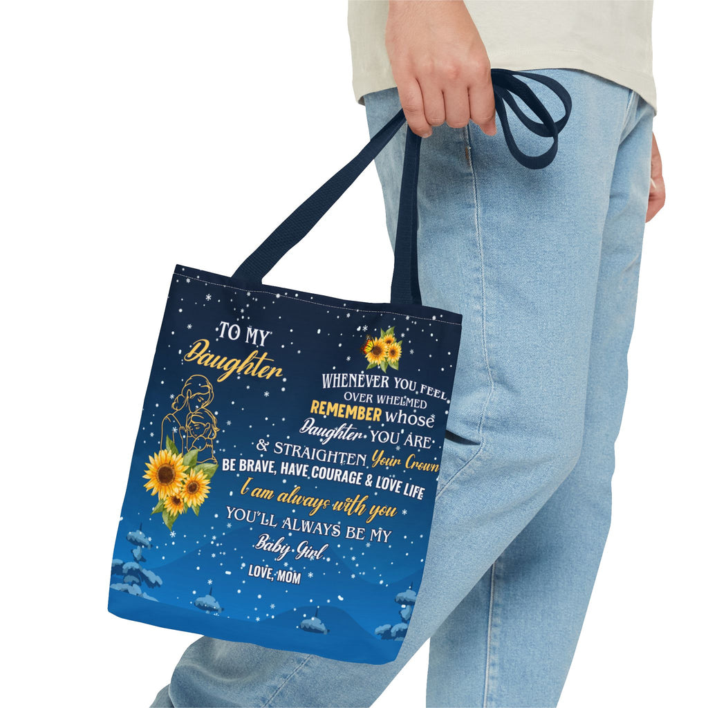 Heartfelt Sunflower Tote Bag for Daughters | Inspirational Gift | Birthday, Graduation, Mother's Day, Everyday Use, Floral Art