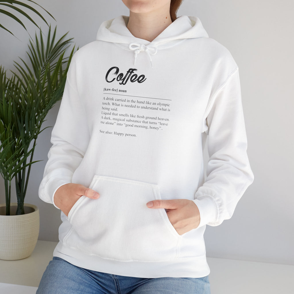 Coffee Definition Hoodie — Minimal Script Coffee Lover Pullover