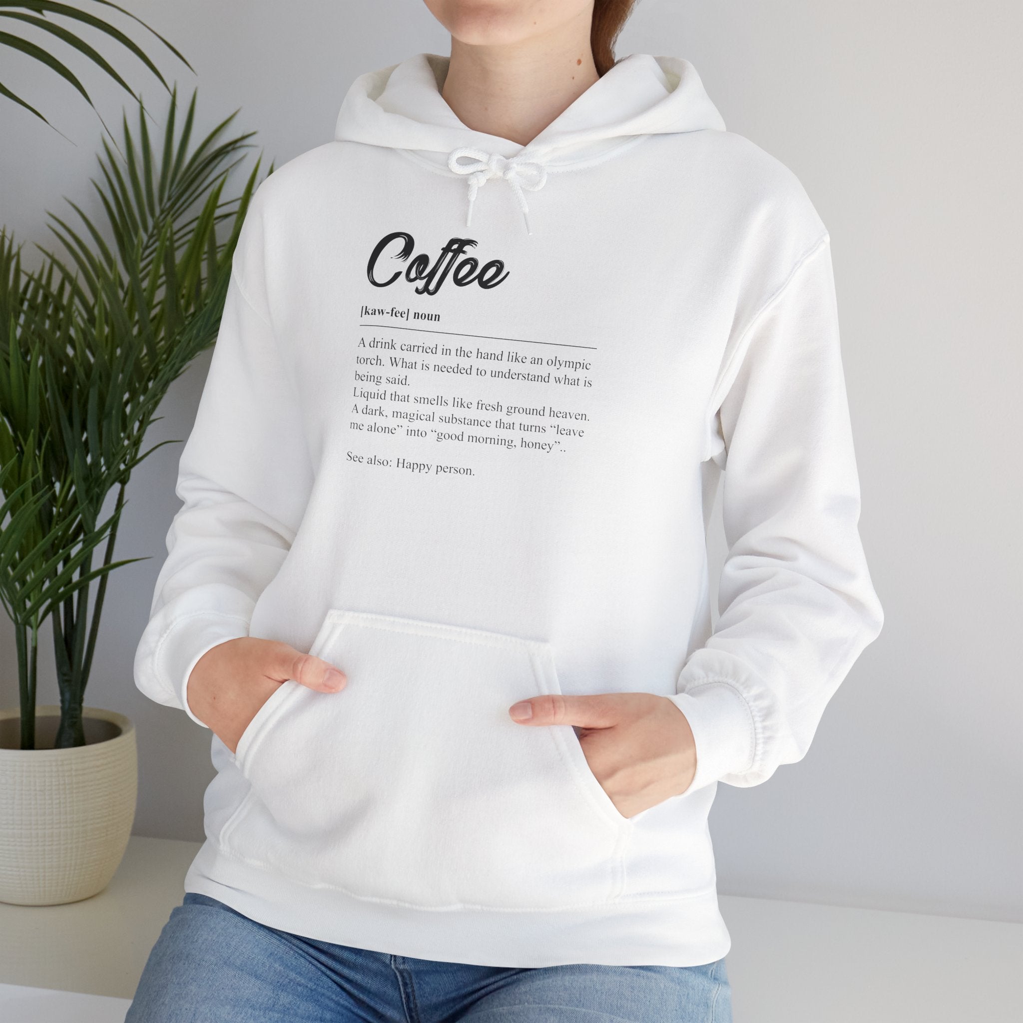 Coffee Definition Hoodie — Minimal Script Coffee Lover Pullover