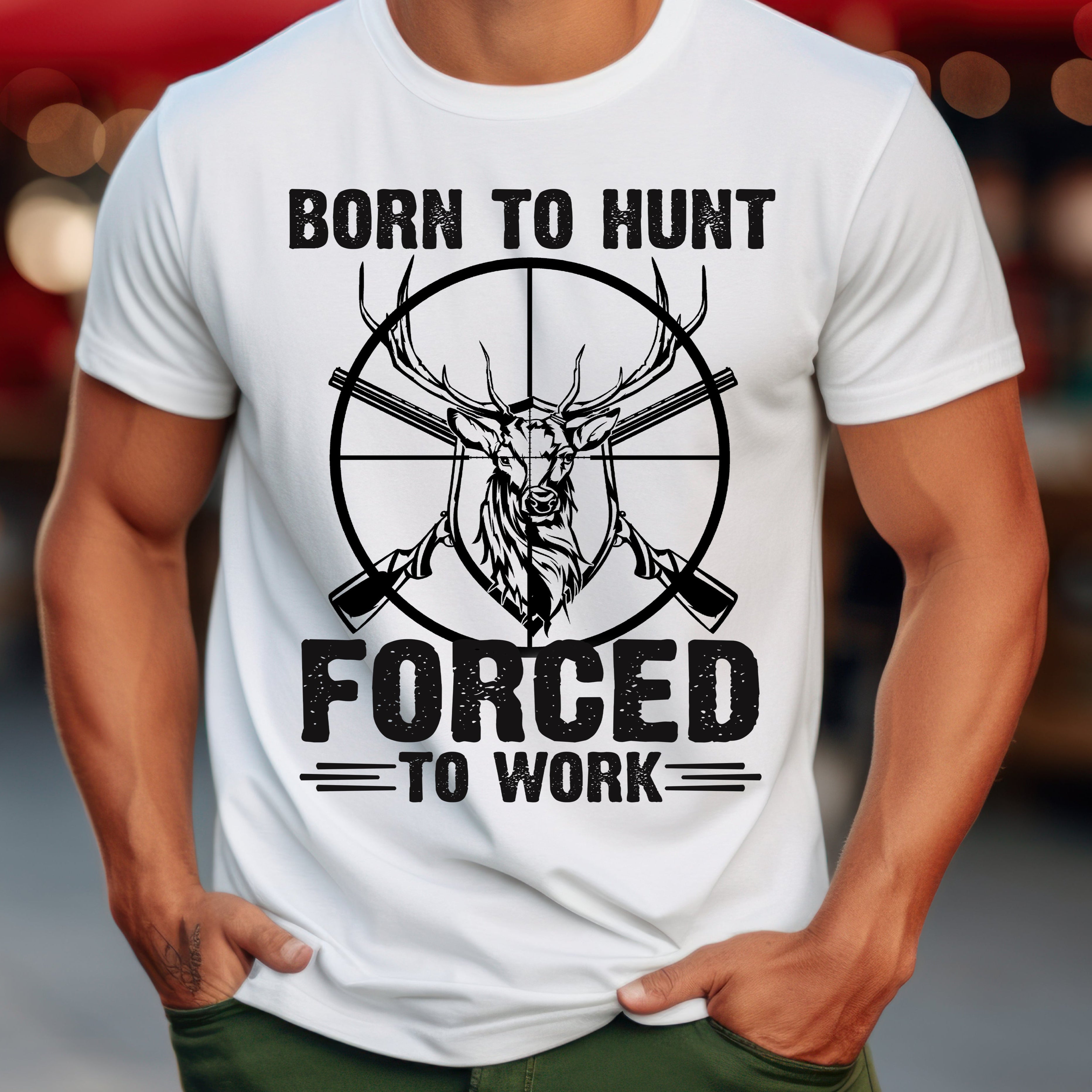 Born to Hunt Forced to Work Unisex Softstyle T-Shirt