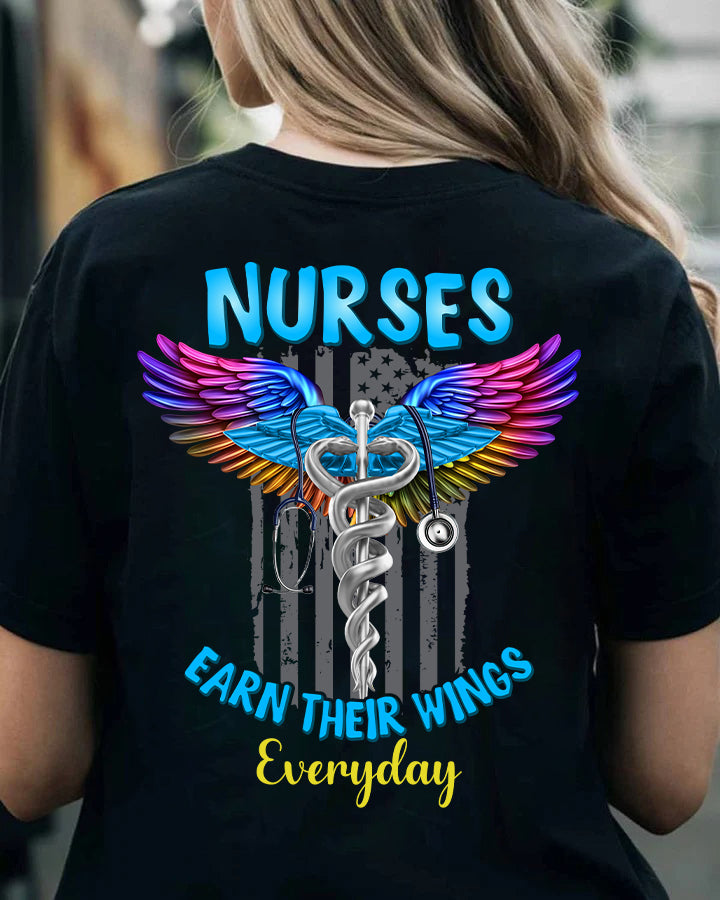 Nurses Earn Their Wings T-Shirt - Unisex Softstyle Tee for Healthcare Heroes