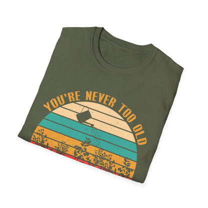 Vintage Play in the Dirt Unisex Softstyle T-Shirt - Fun Outdoor Gardening Tees for All Ages
