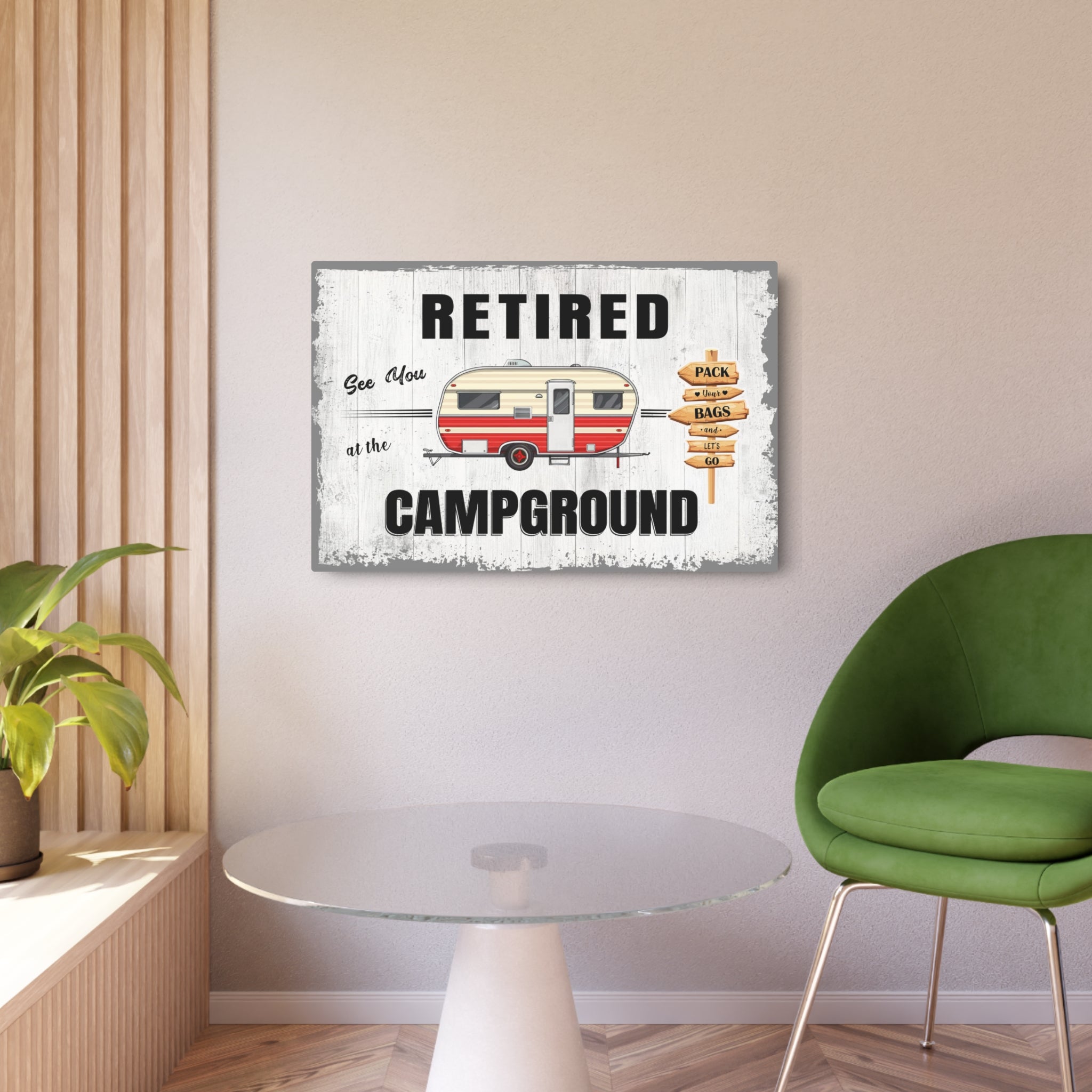 Retired Camping Metal Art Sign, Vintage Camper Decor, RV Retirement Gift, Campground Wall Art, Travel Enthusiast Home Decor