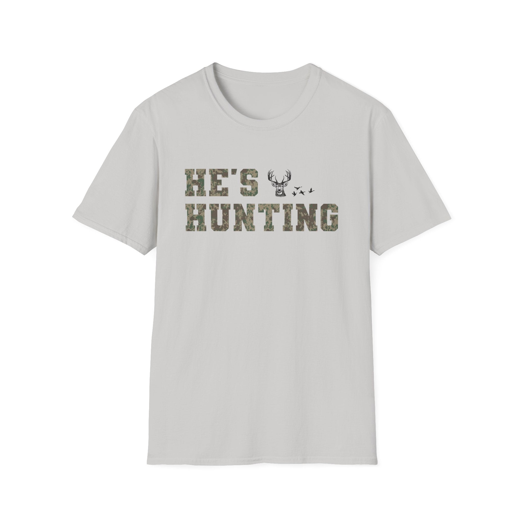 Men's Camo Print Hunting T-Shirt - He's Hunting