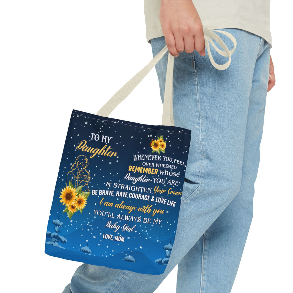 Heartfelt Sunflower Tote Bag for Daughters | Inspirational Gift | Birthday, Graduation, Mother's Day, Everyday Use, Floral Art
