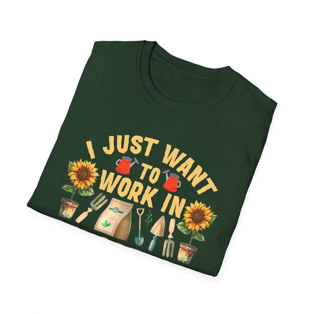 Gardening & Dog Lover Unisex T-Shirt - 'I Just Want to Work in My Garden and Hangout with My Dog'