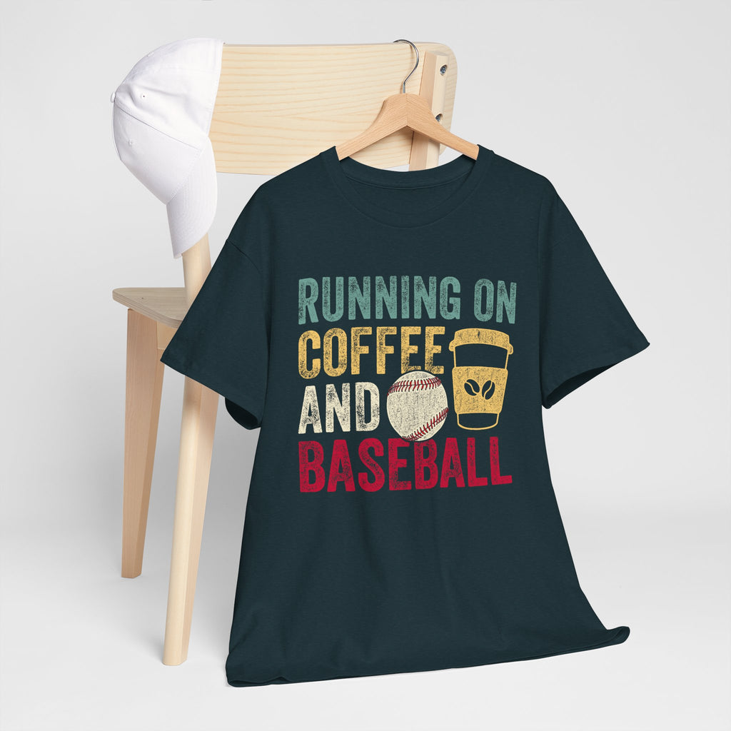 Running on Coffee and Baseball Tee — Vintage Baseball Fan T-Shirt