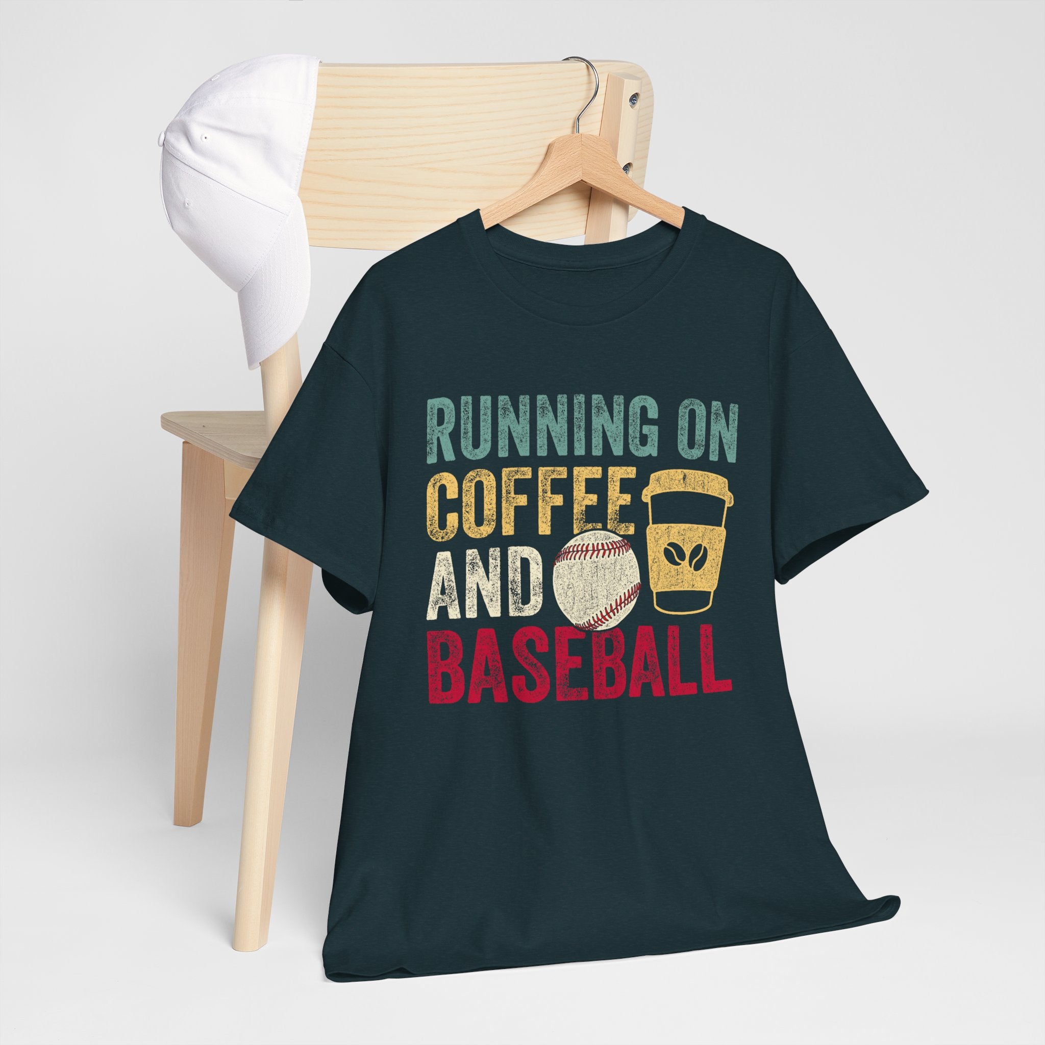 Running on Coffee and Baseball Tee — Vintage Baseball Fan T-Shirt
