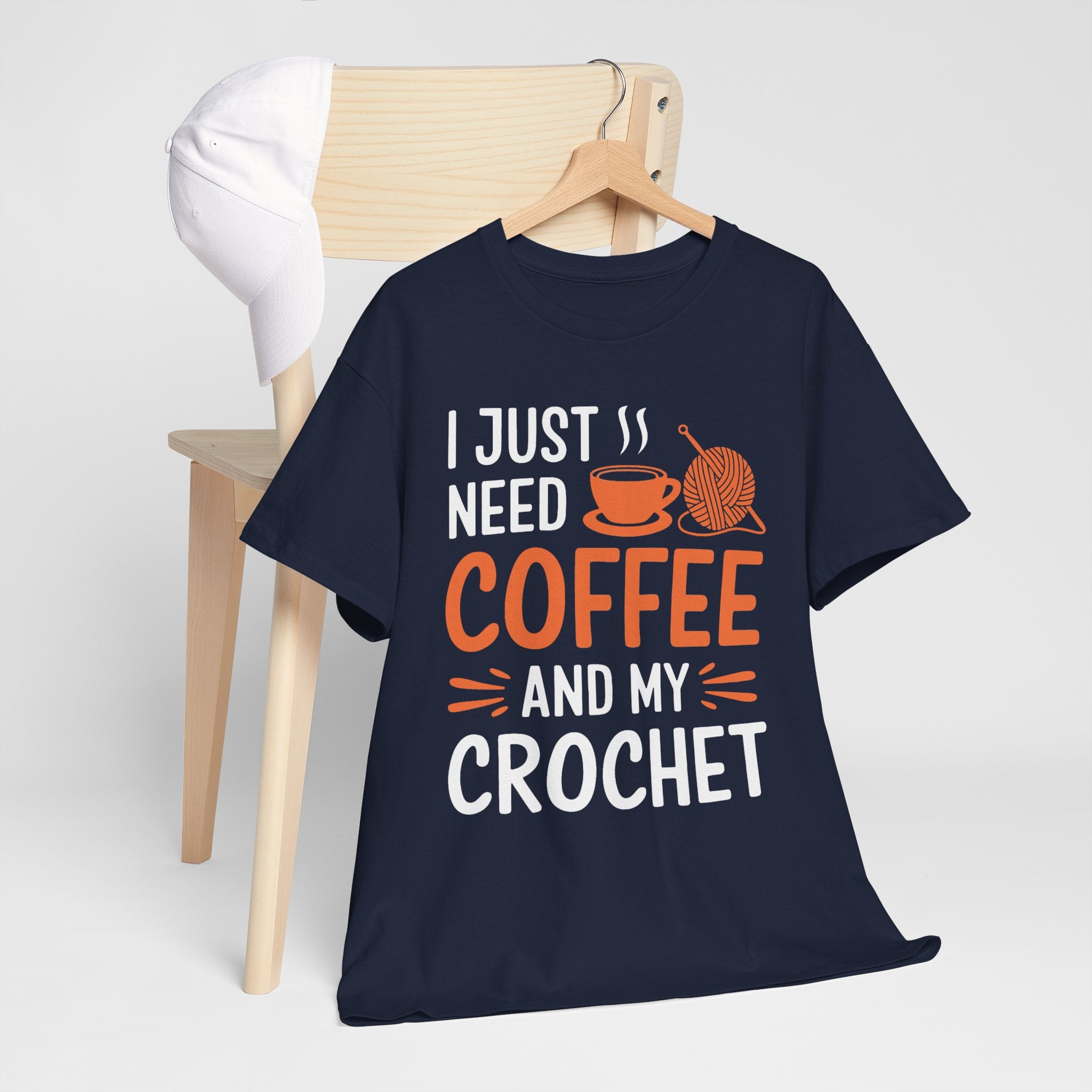 Crochet Tee — "I Just Need Coffee and My Crochet" Coffee Lover Shirt