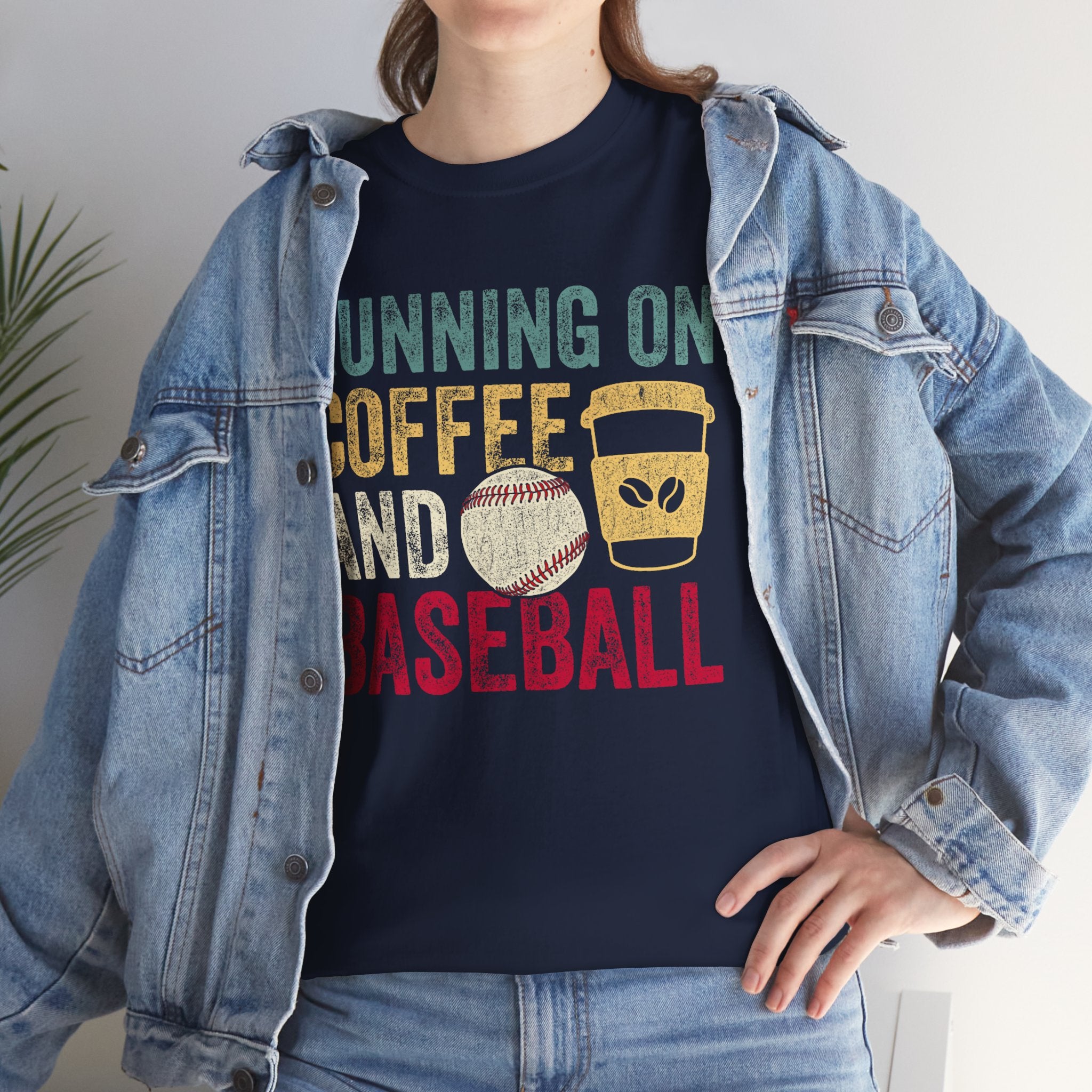 Running on Coffee and Baseball Tee — Vintage Baseball Fan T-Shirt