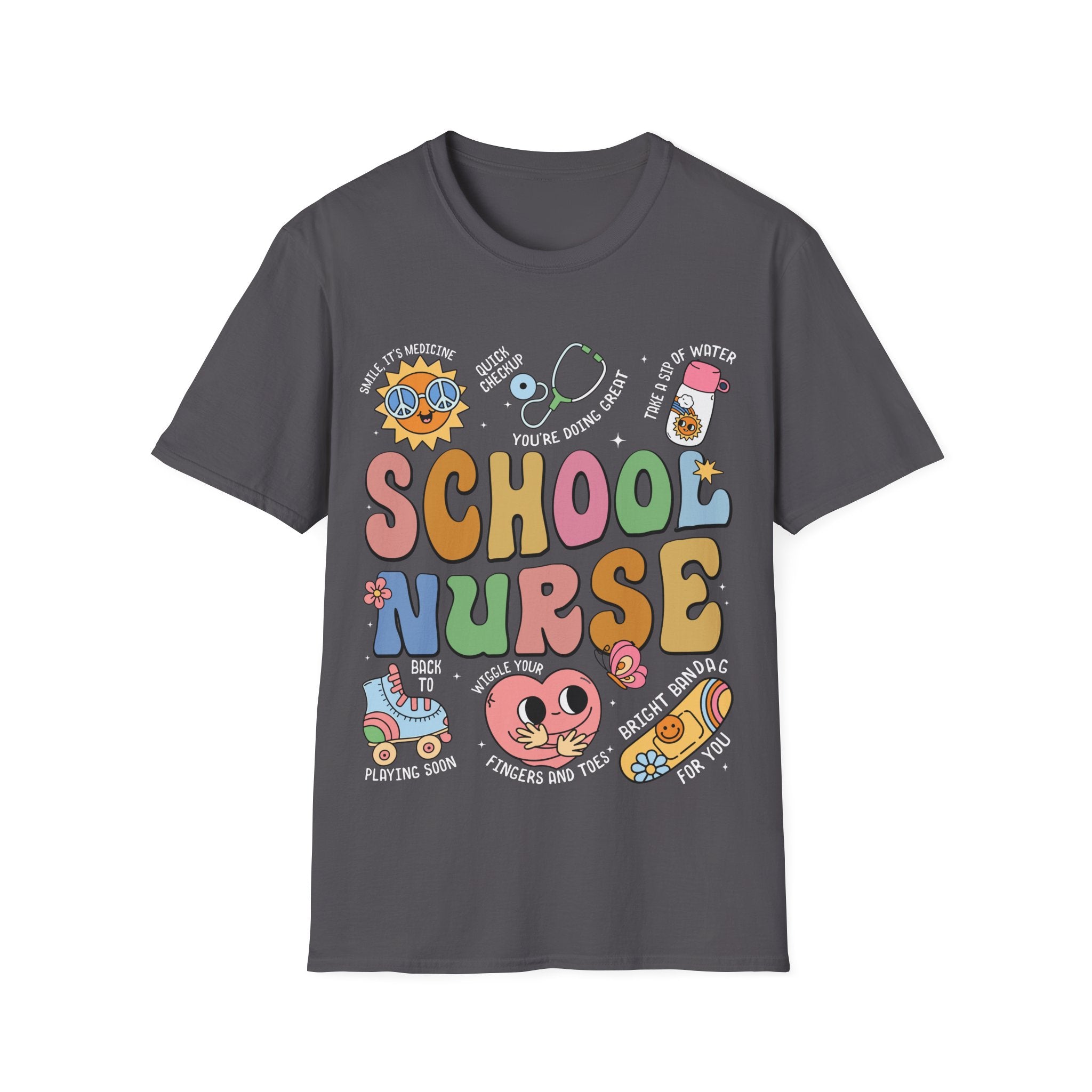 School Nurse Unisex Softstyle T-Shirt - Fun & Colorful Design for Education Professionals