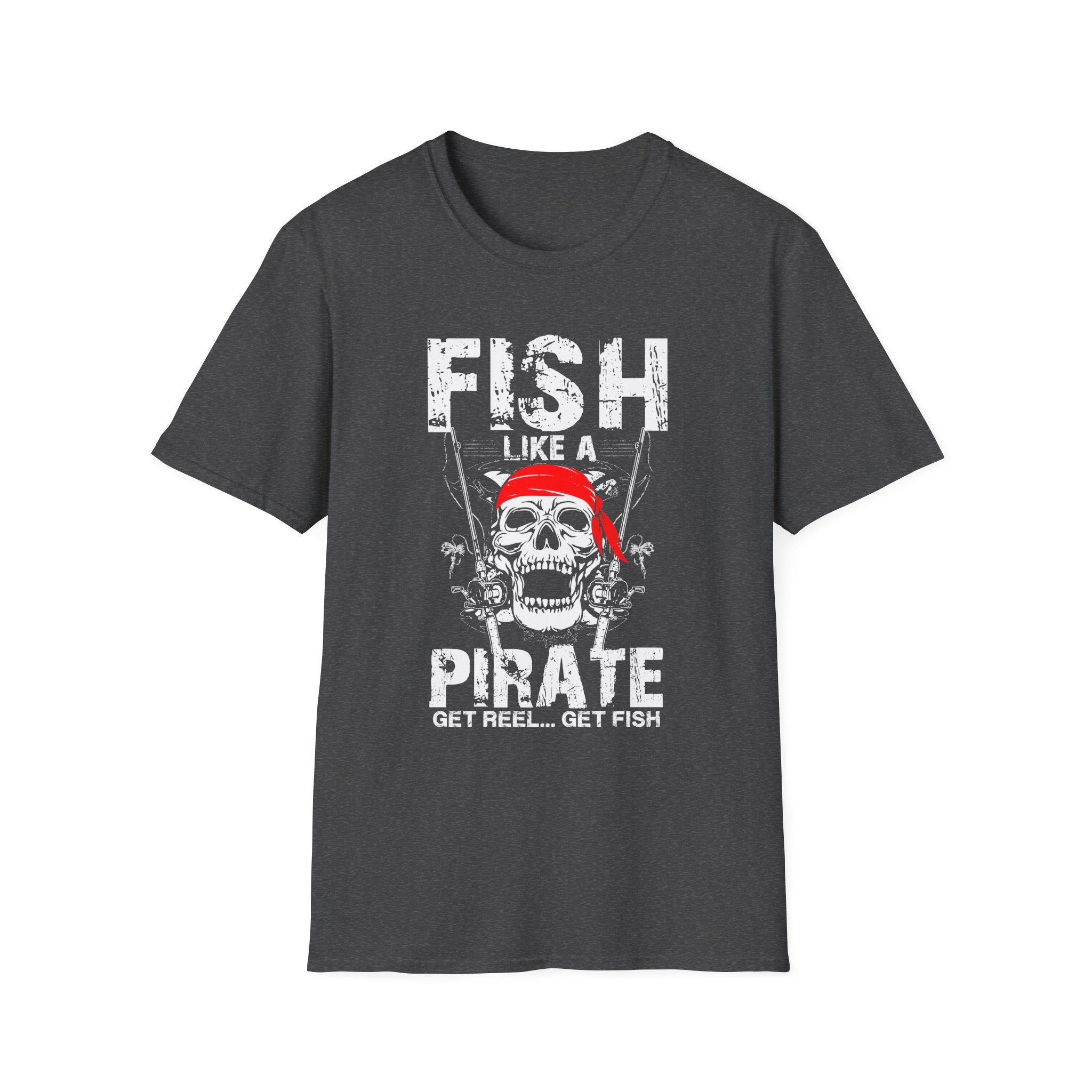 Fish Like a Pirate Unisex Softstyle T-Shirt - Perfect for Fishing Enthusiasts!