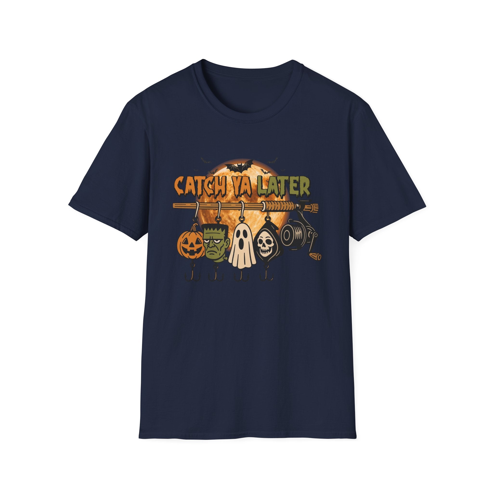 Catch Ya Later Fishing T-Shirt, Unisex Softstyle Tee for Fall, Spooky Party Shirt
